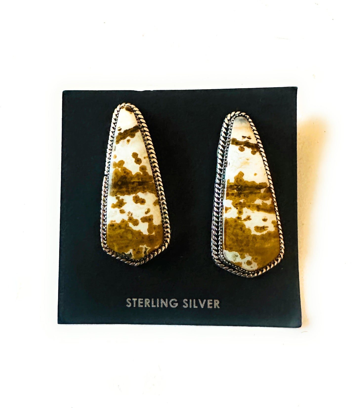 Handcrafted Jasper Sterling Silver Post Earrings Signed