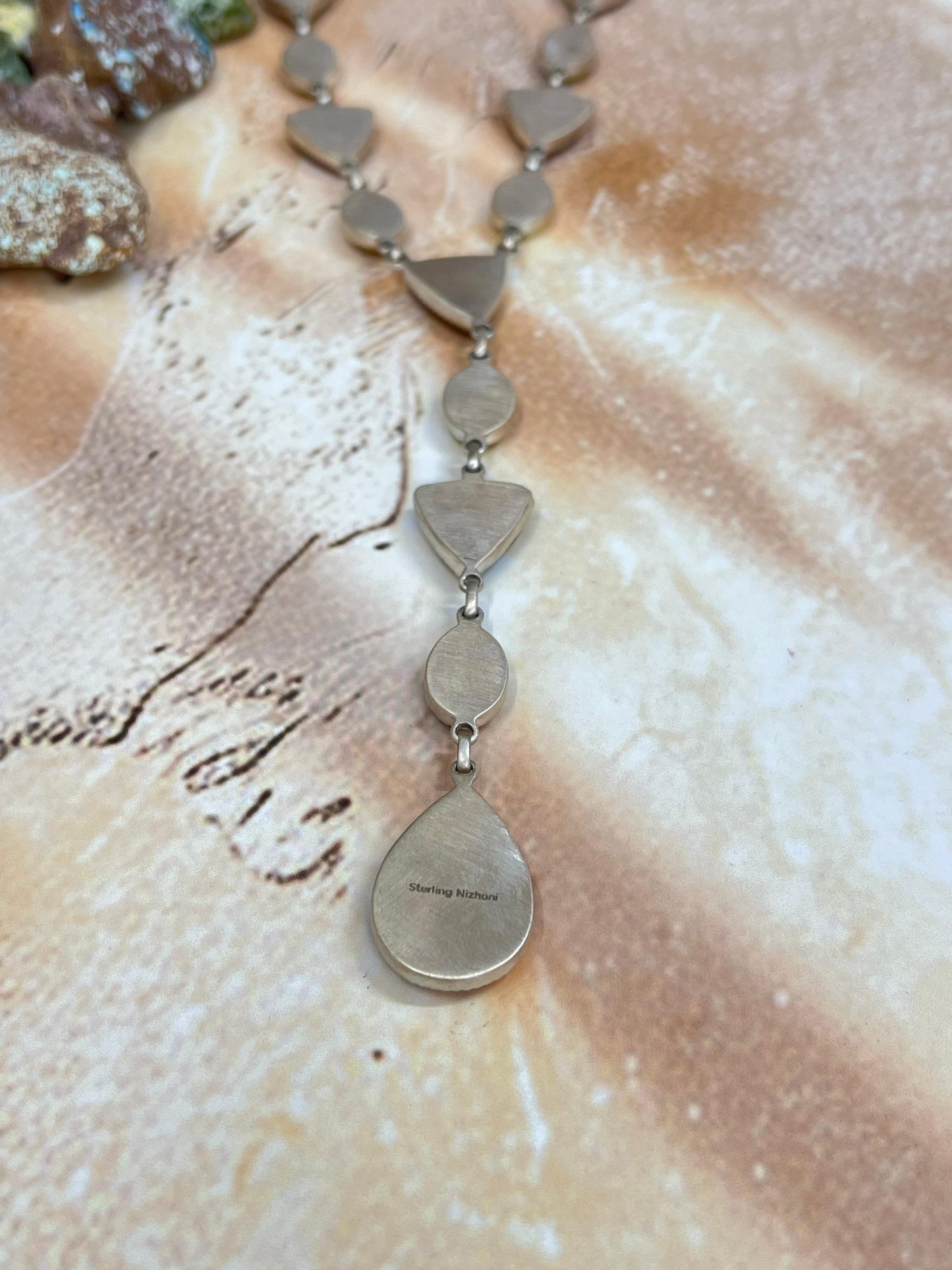 Handmade Sterling Silver Honey Dahlia with Dahlia Rose Necklace with Signed Nizhoni