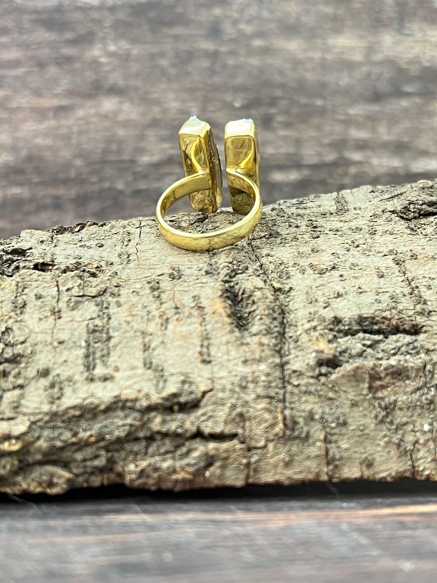 “The Golden Collection” Natural Druzy Adjustable Ring