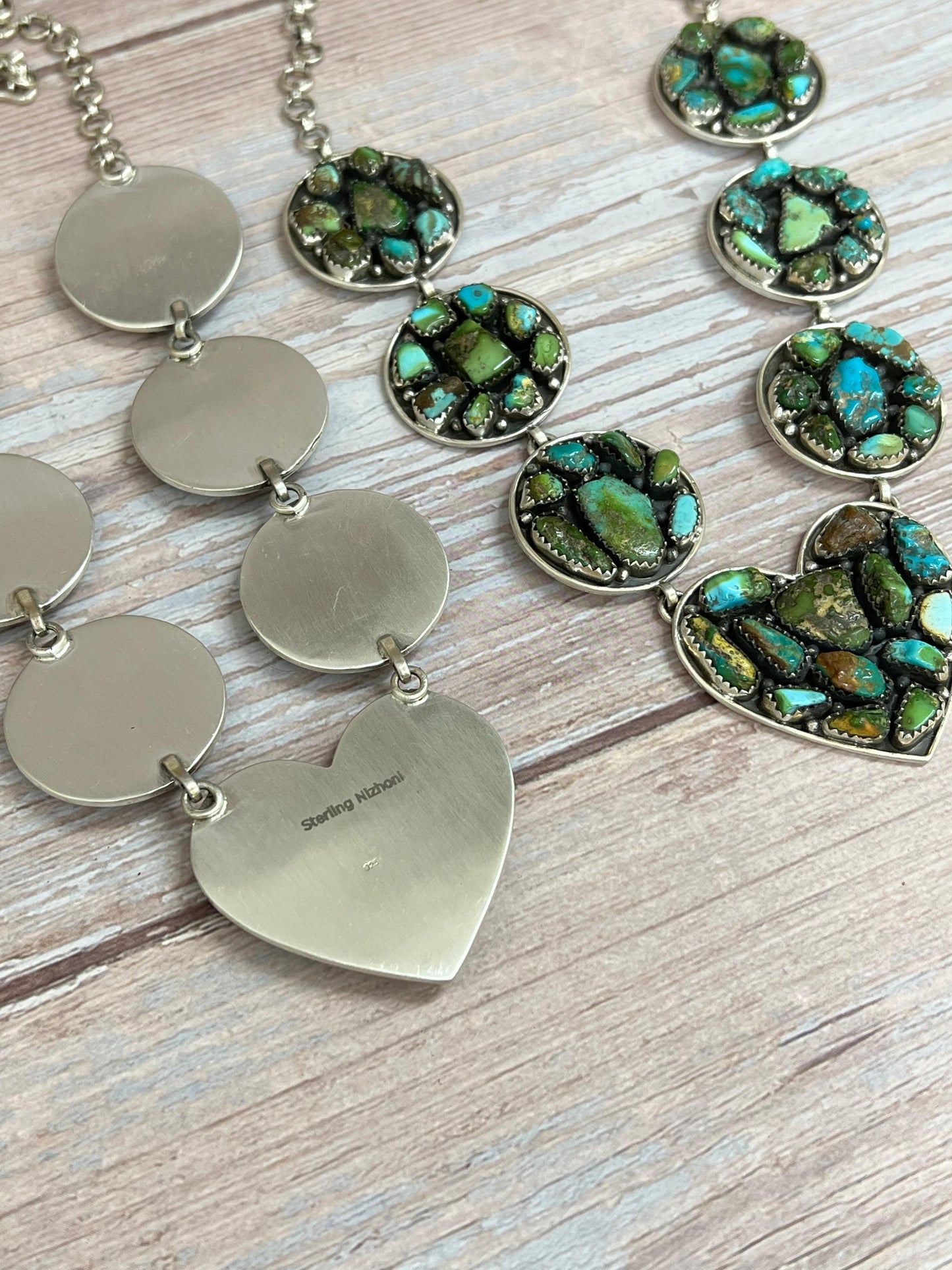 Handmade Sterling Silver Golden Hill Turquoise, Sonoran Mountain Turquoise Necklace, Signed Nizhoni