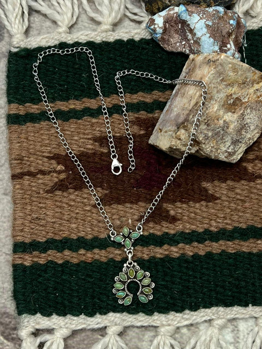Handmade Sterling Silver Kingman Turquoise Naja Necklace "Signed Nizhoni"