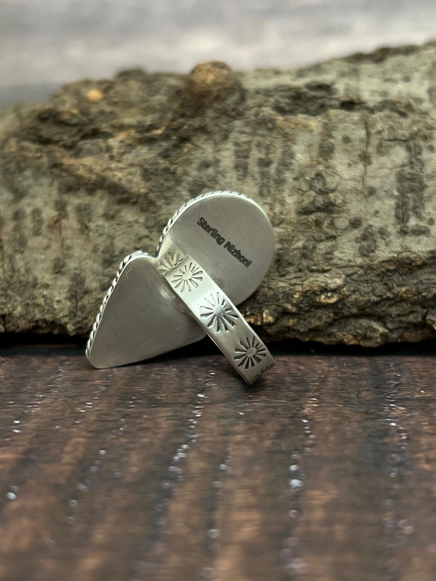 Handmade Sterling Silver Starfox Variscite Adjustable Ring Signed Nizhoni