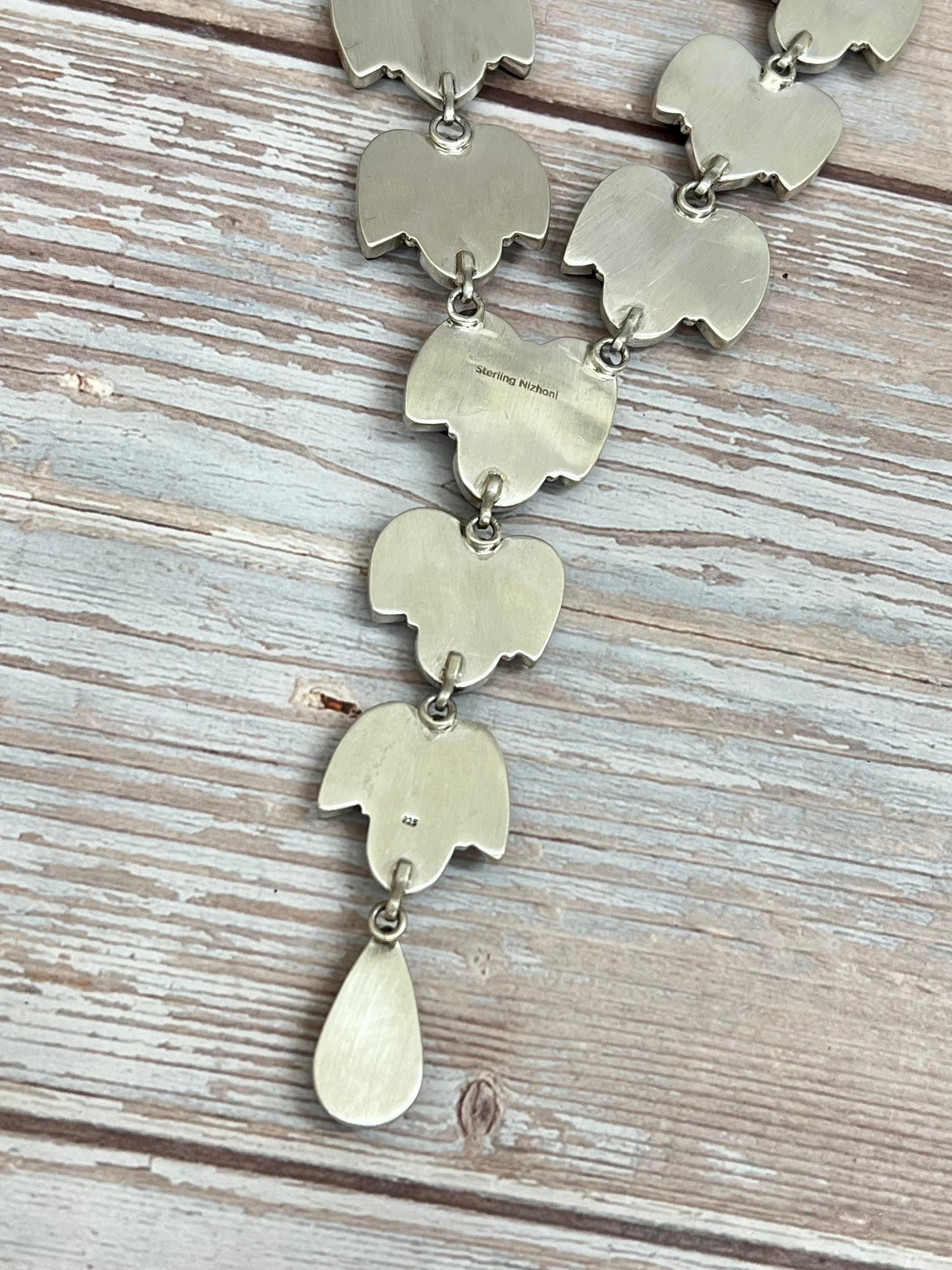Handmade Sterling Silver Black Jack Necklace with Signed Nizhoni