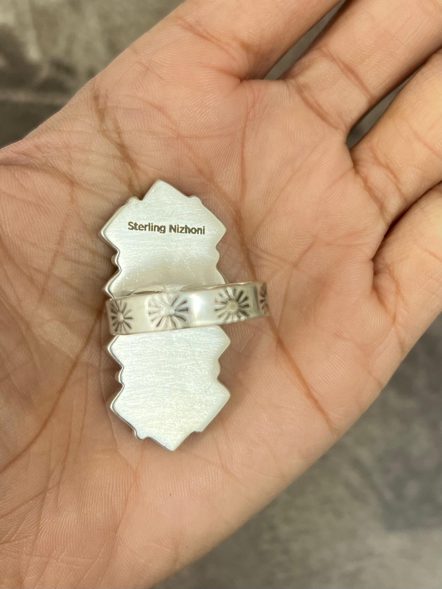 Handmade Sterling Silver Multi Stone Adjustable Ring Signed Nizhoni