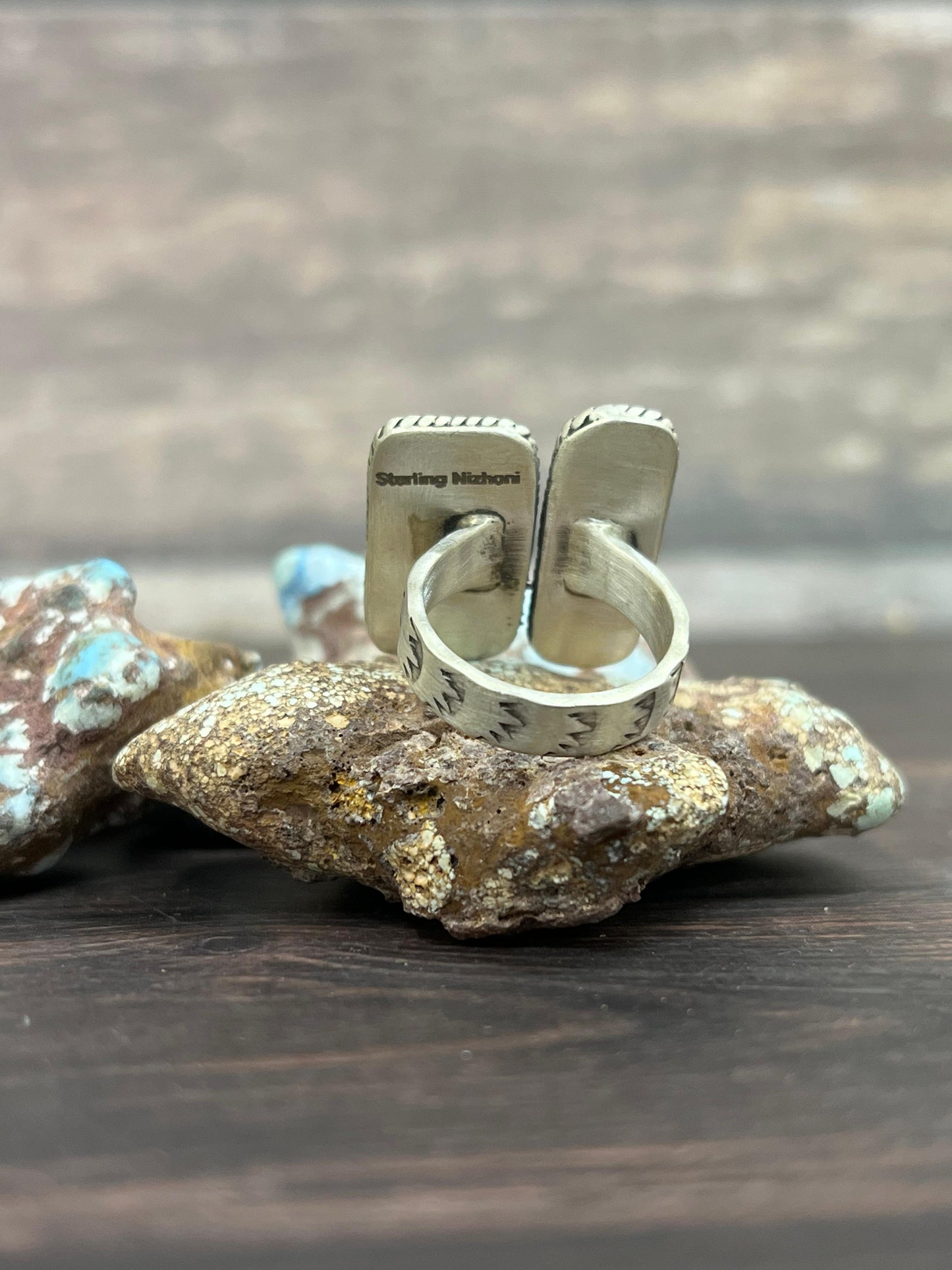 Handmade Sterling Silver White Buffalo Adjustable Ring With Signed Nizhoni