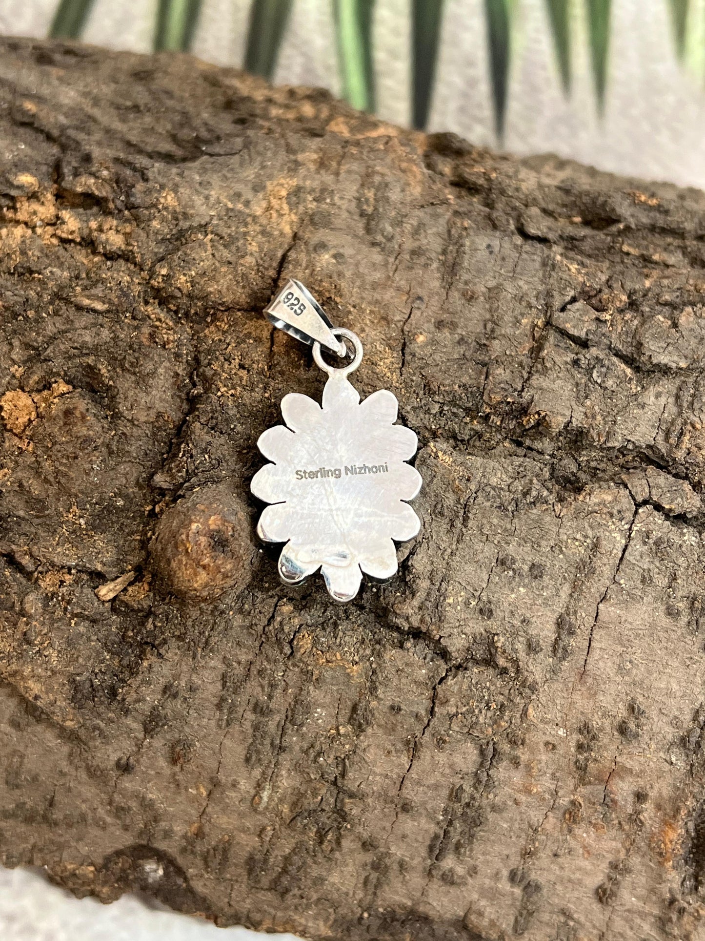 Handmade Sterling Silver Kingman Turquoise Pendant with Signed Nizhoni