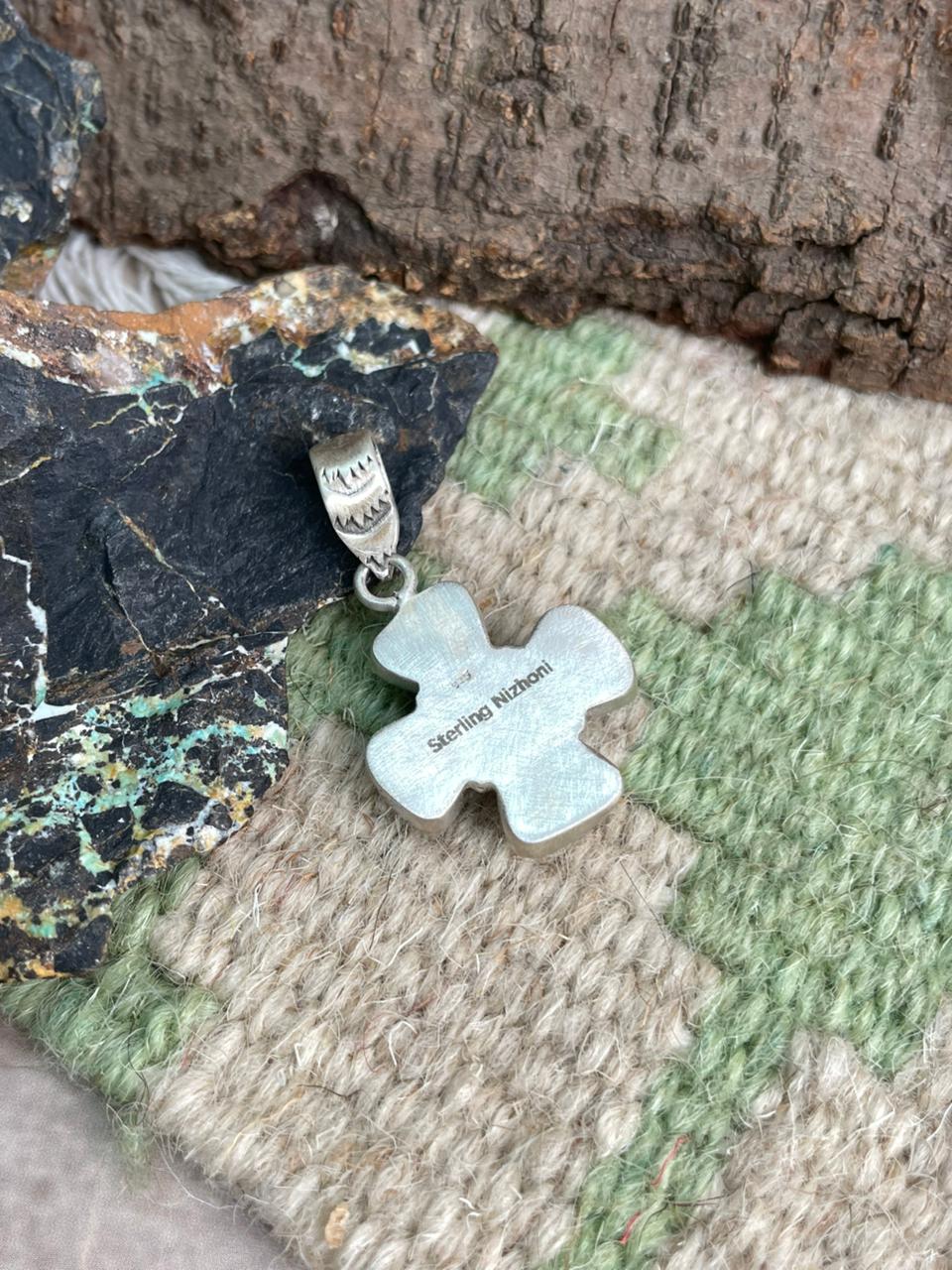 Handmade Sterling Silver Palomino Turquoise Pendant "Signed Nizhoni"