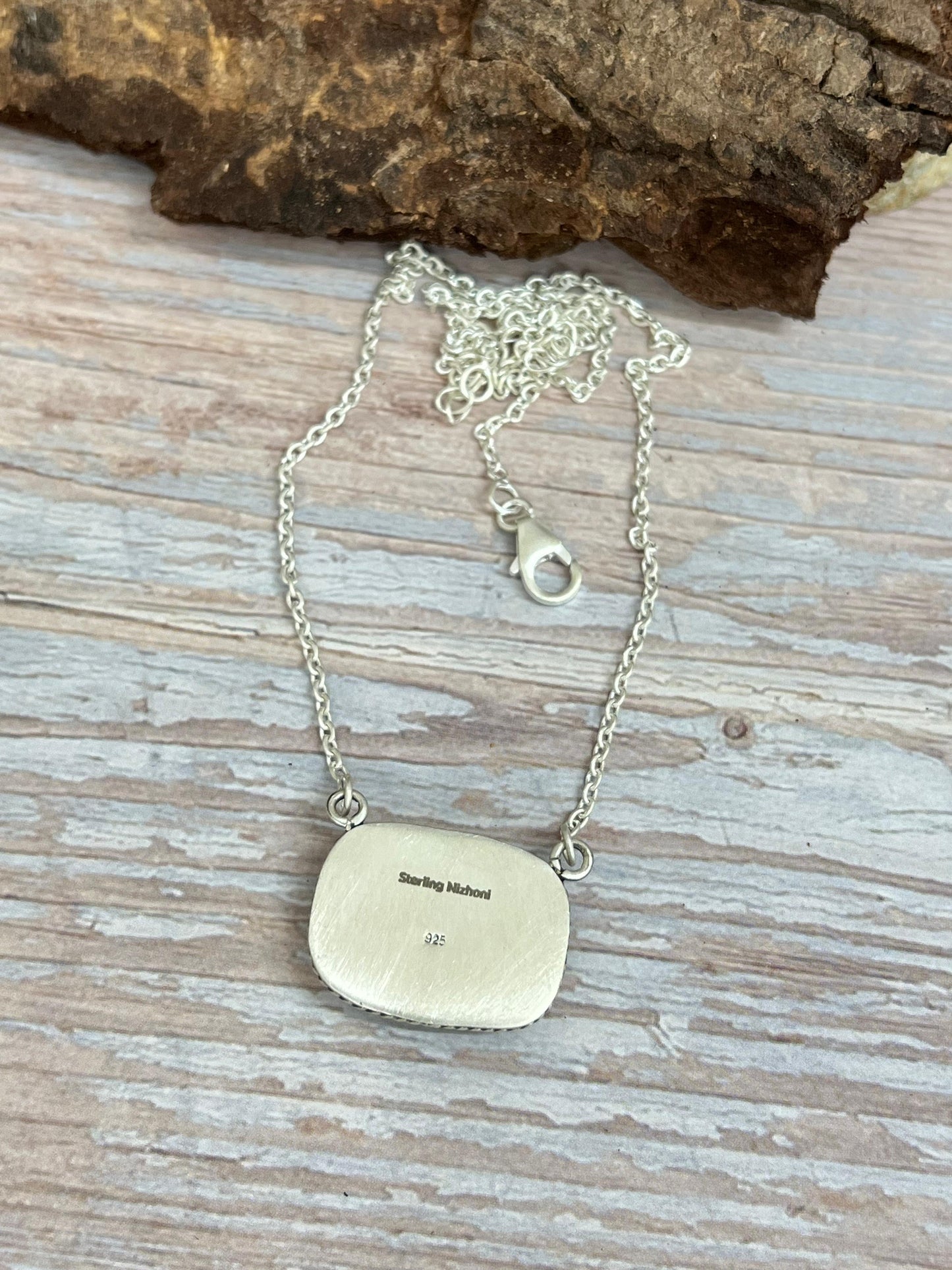 Handmade Sterling Silver Royston Turquoise Necklace with Signed Nizhoni