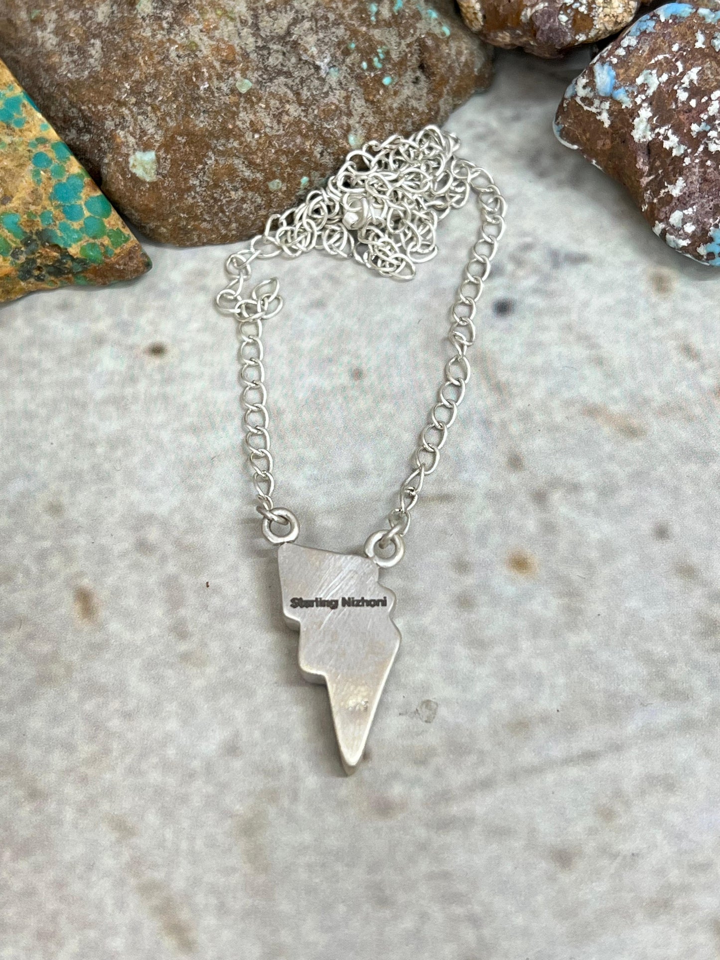 Handmade Sterling Silver Purple Ice Rose Dahlia Thunder Lightning Necklace with Signed Nizhoni (2)