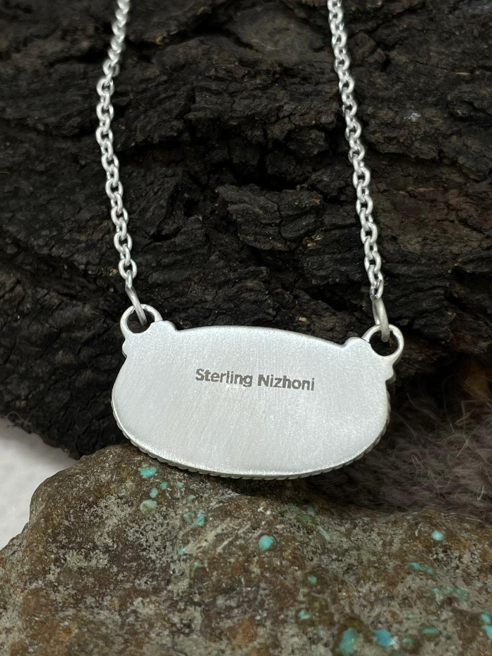 Handmade Sterling Silver Mantis Turquoise Necklace "Signed Nizhoni"
