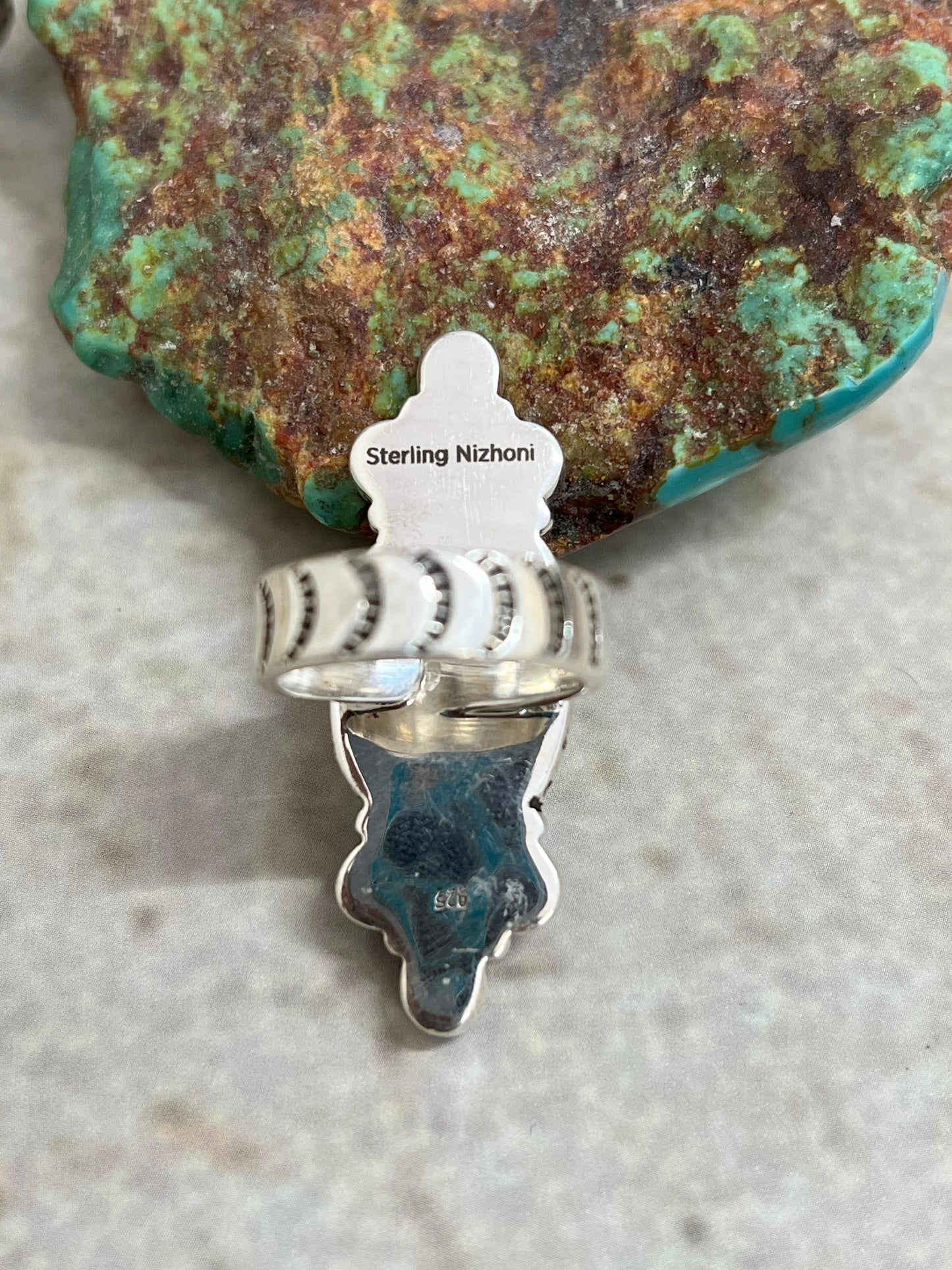 Handmade Sterling Silver Dahlia Rose with Druzy Adjustable Ring, Signed Nizhoni (8)