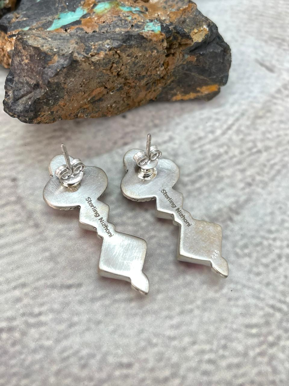 Handmade Sterling Silver Cherry Blossom Post Earrings "Signed Nizhoni"