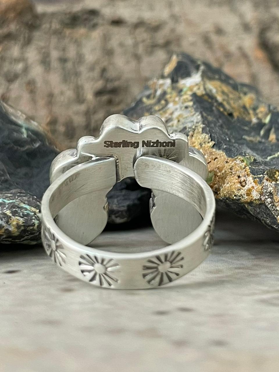 "Heart Collection" Handmade Sterling Silver Hot Pink Adjustable Ring "Signed Nizhoni"