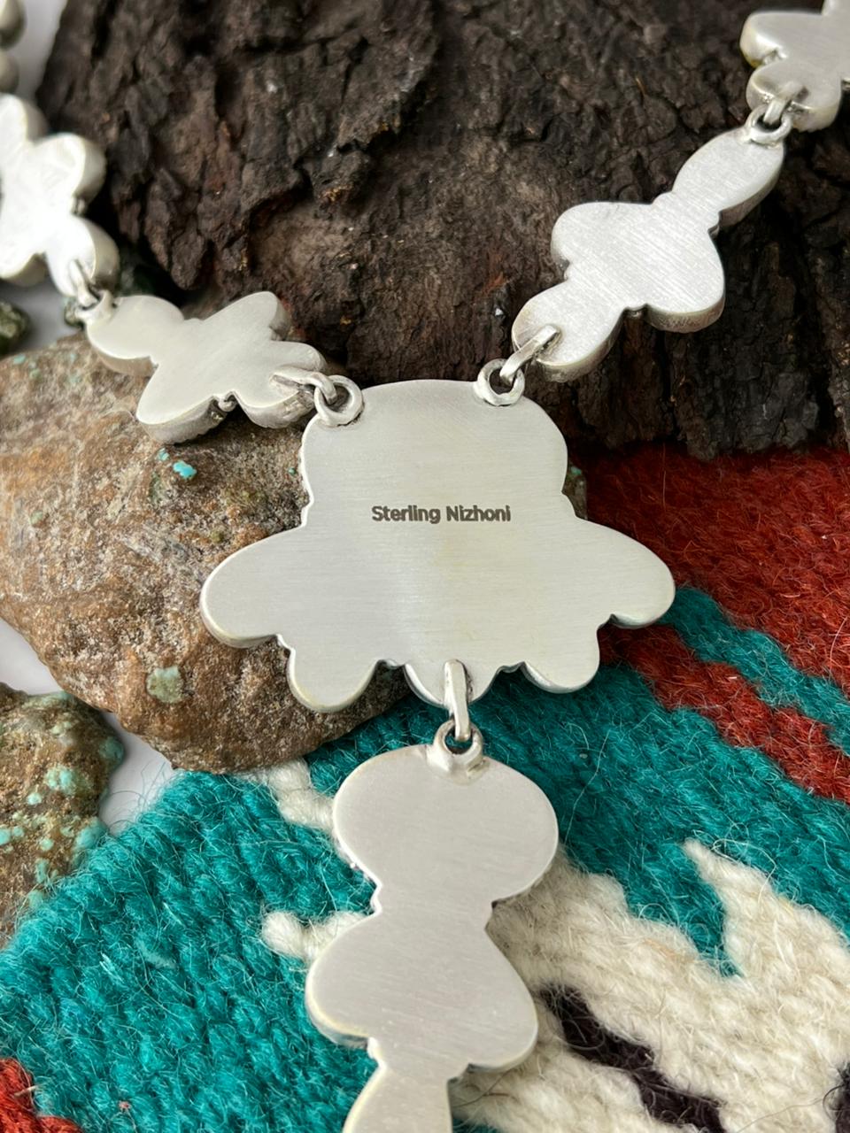 Handmade Sterling Silver Palomino with Golden Hills and Sonoran Mountain Turquoise Necklace "Signed Nizhoni"