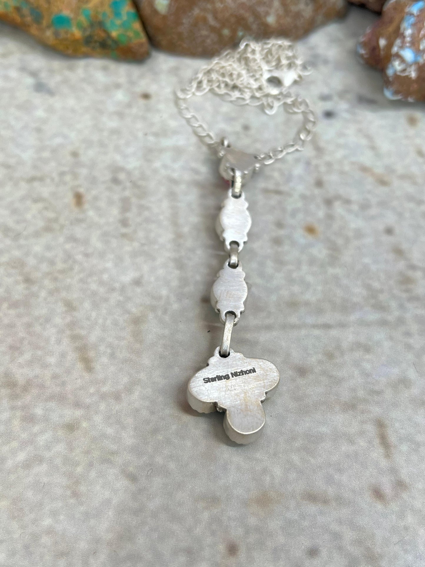 Handmade Sterling Silver Cotton Candy Necklace Signed Nizhoni (9)