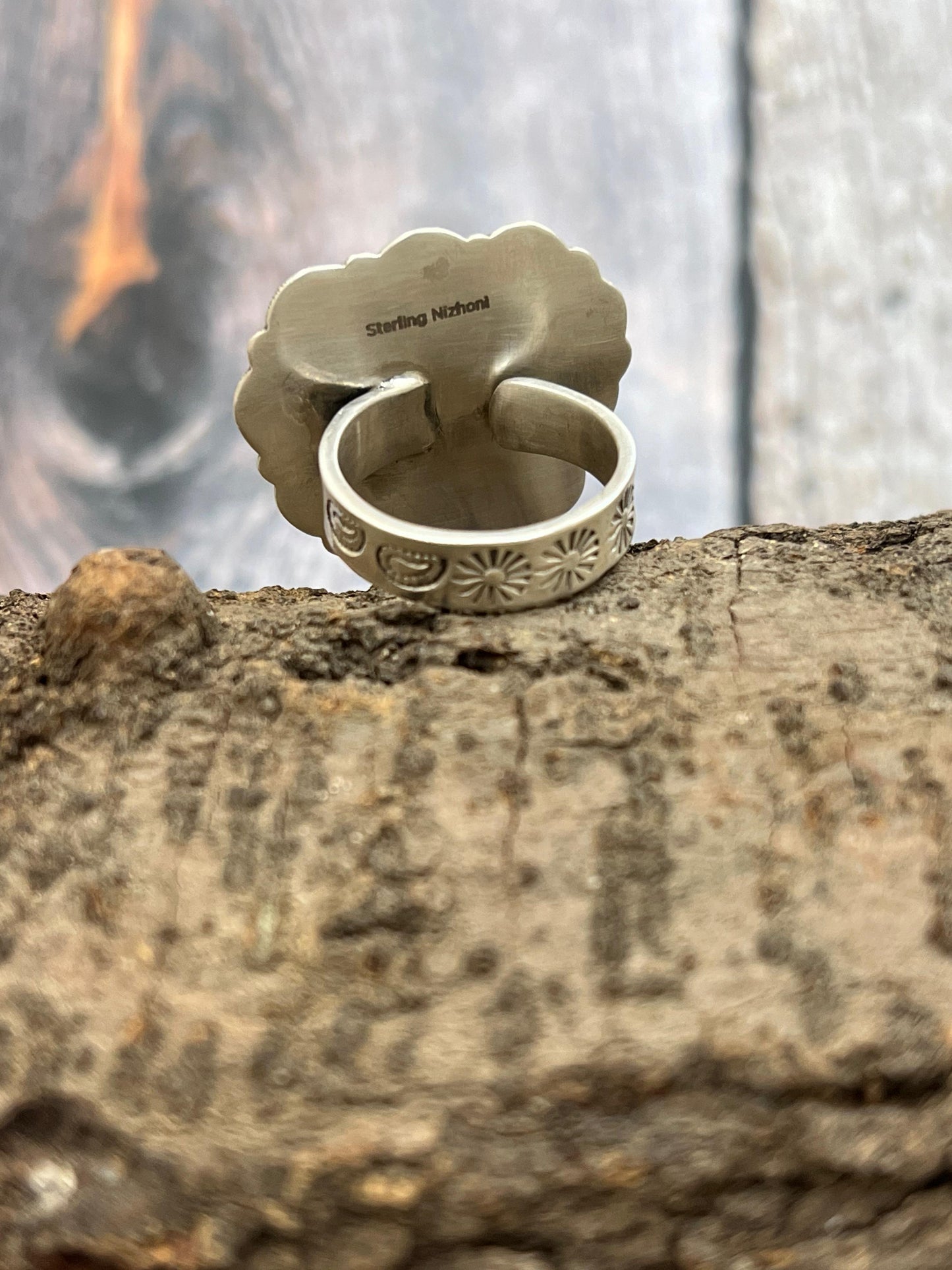 Handmade Sterling Silver Hardy Pit Heart Adjustable Ring with Signed Nizhoni