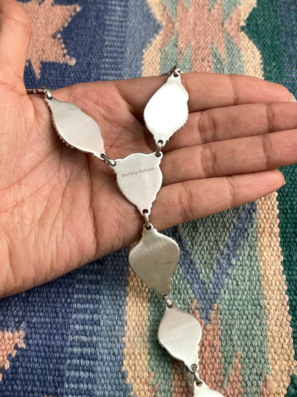 Handmade Sterling Silver Blackjack Turquoise Necklace "Signed Nizhoni"