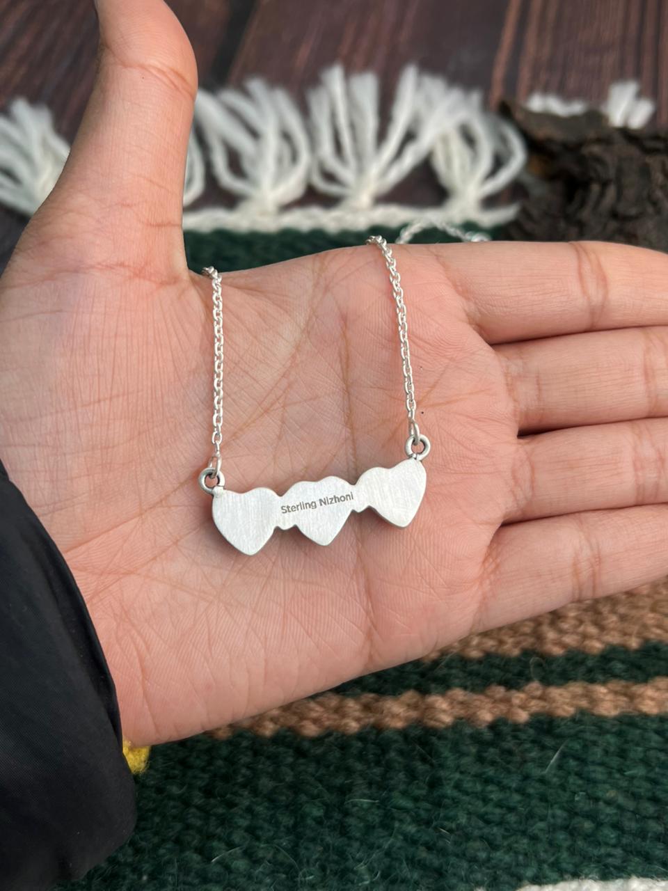 "Heart Collection" Handmade Sterling Silver Cotton Candy Necklace "Signed Nizhoni"