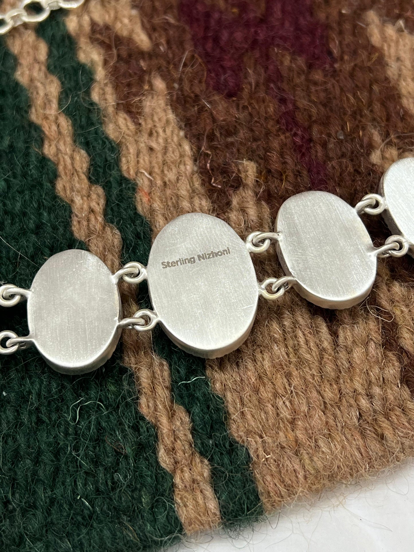 Handmade Sterling Silver Number 8 Turquoise Choker Necklace with Signed Nizhoni