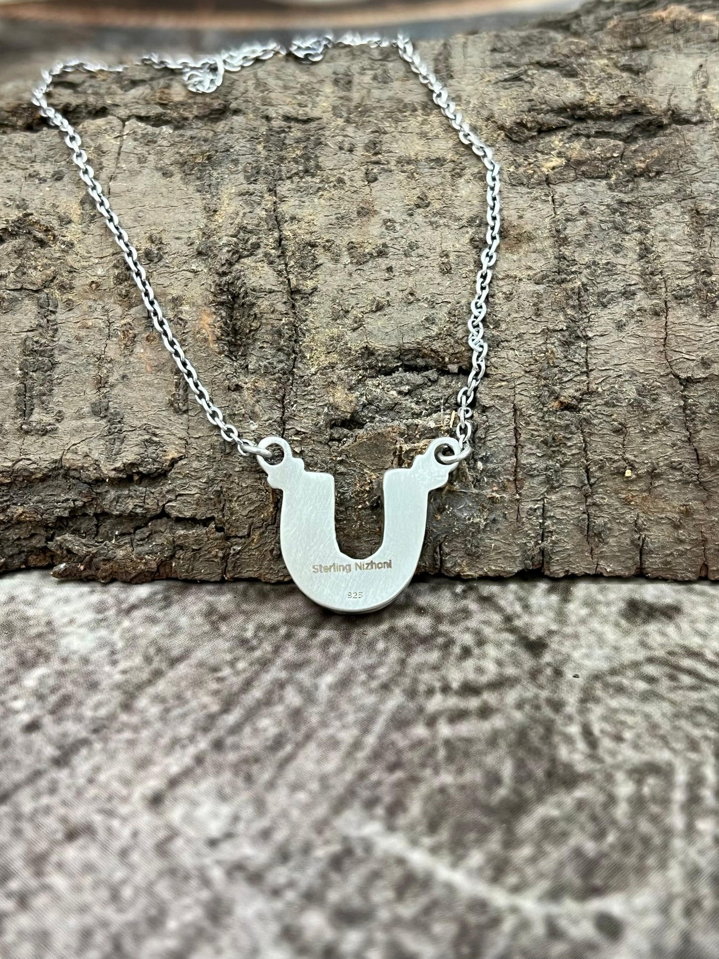 Handmade Sterling Silver Dahlia Rose Necklace with Signed Nizhoni