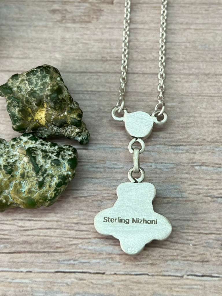 Handmade Sterling Silver Sonoran Mountain Turquoise with Palomino Turquoise Necklace with Signed Nizhoni