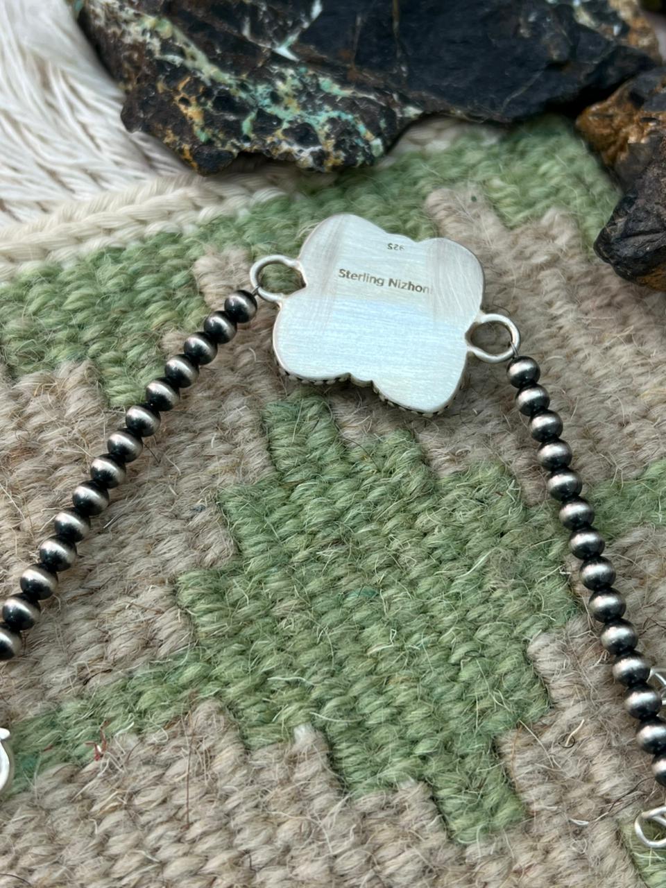 Handmade Sterling Silver Cotton Candy Beaded Chain Bracelet "Signed Nizhoni"