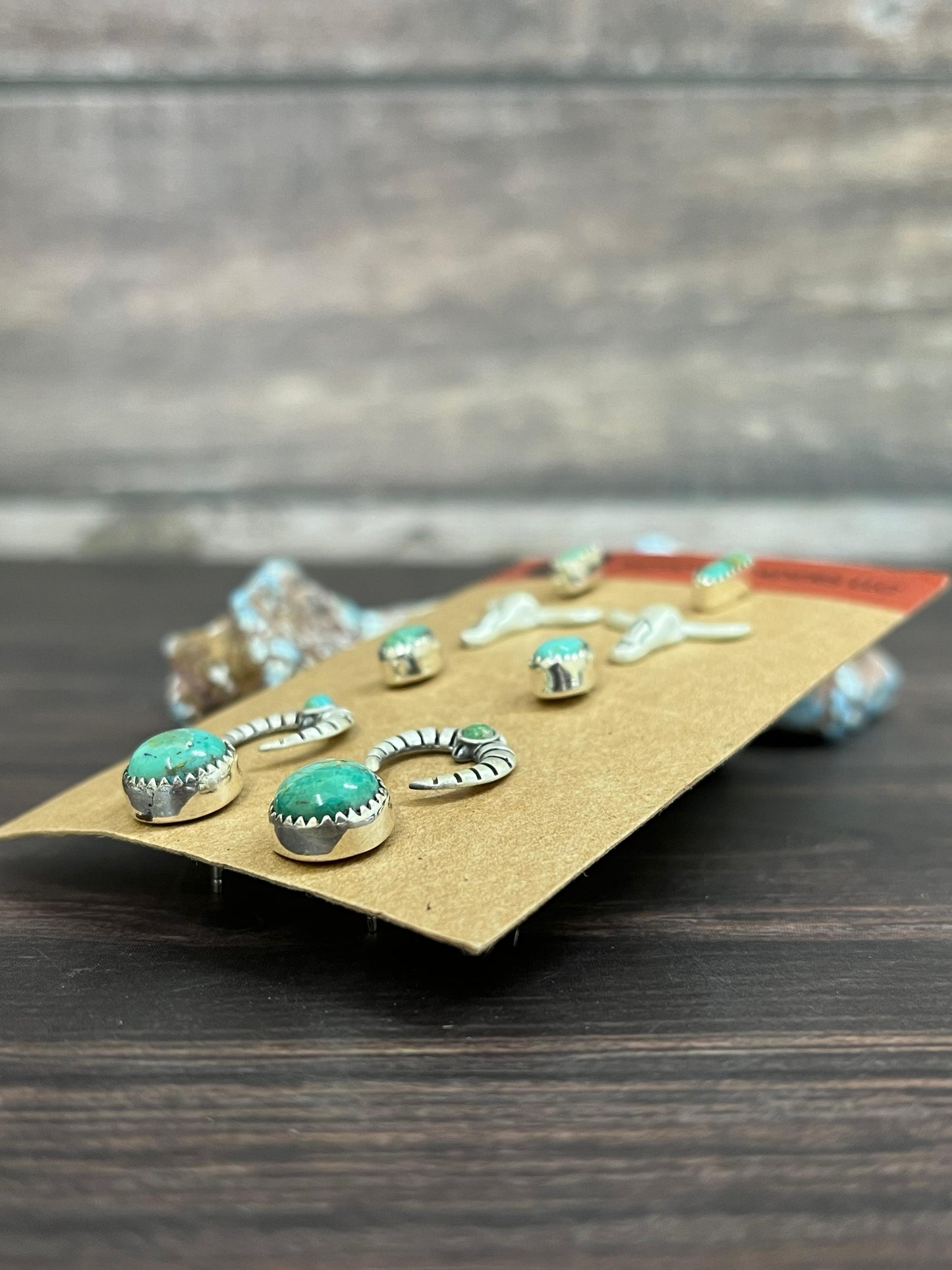 Handmade Sterling Silver and Kingman Turquoise Post Signed Nizhoni
