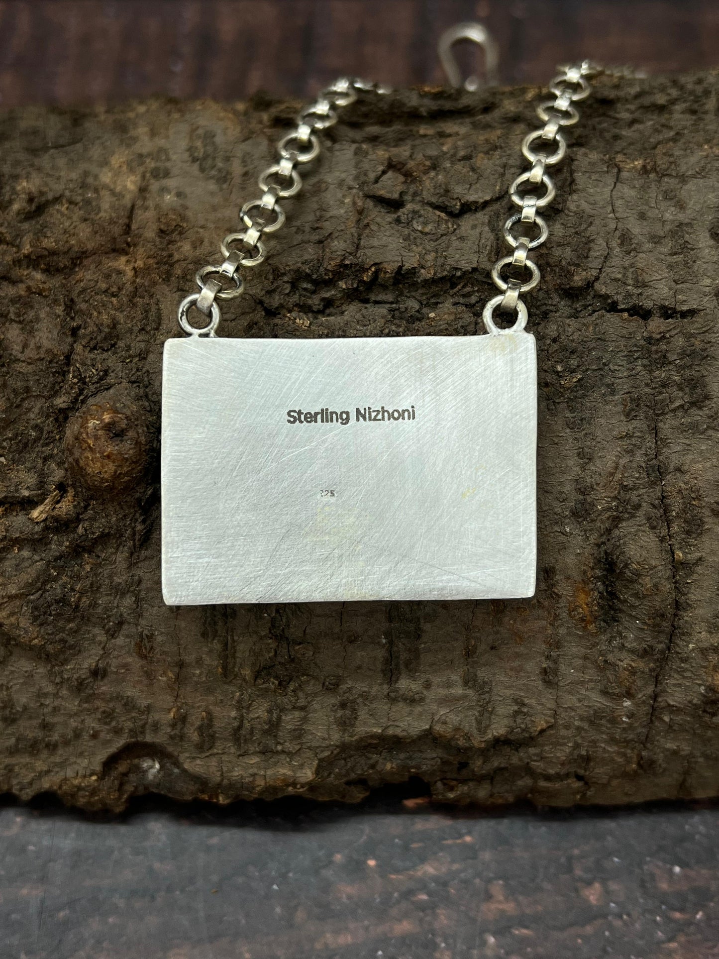 Handmade Sterling Silver Golden Hills Turquoise Necklace with Signed Nizhoni