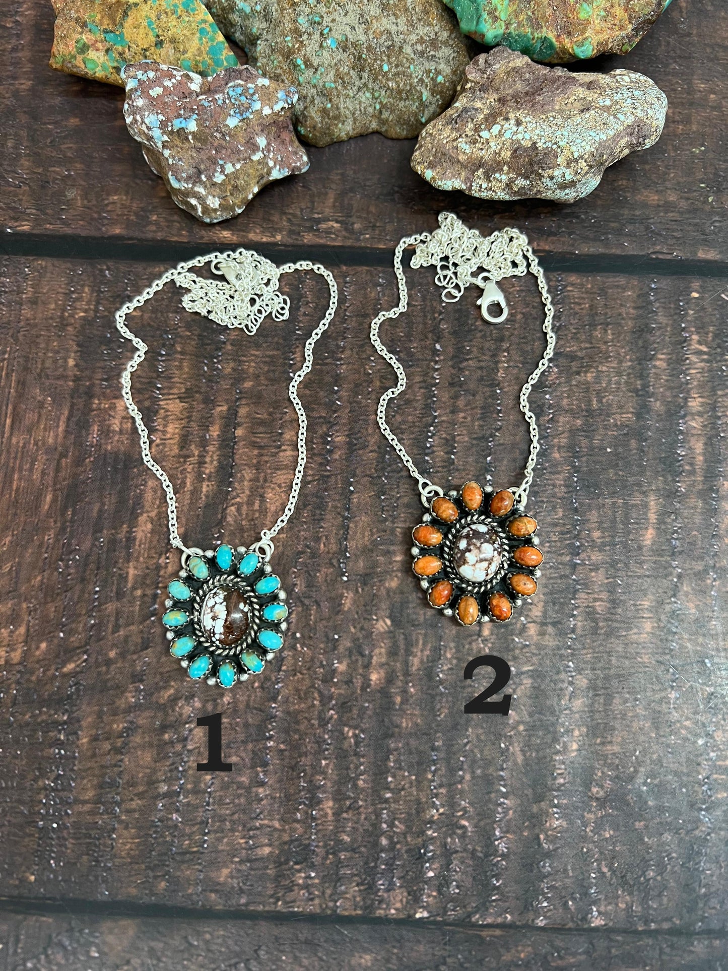 Handmade Sterling Silver Multistone Necklace with Signed Nizhoni