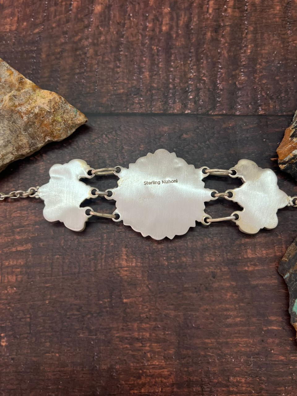 Handmade Sterling Silver Palomino with Golden Hills Turquoise Choker Necklace "Signed Nizhoni"