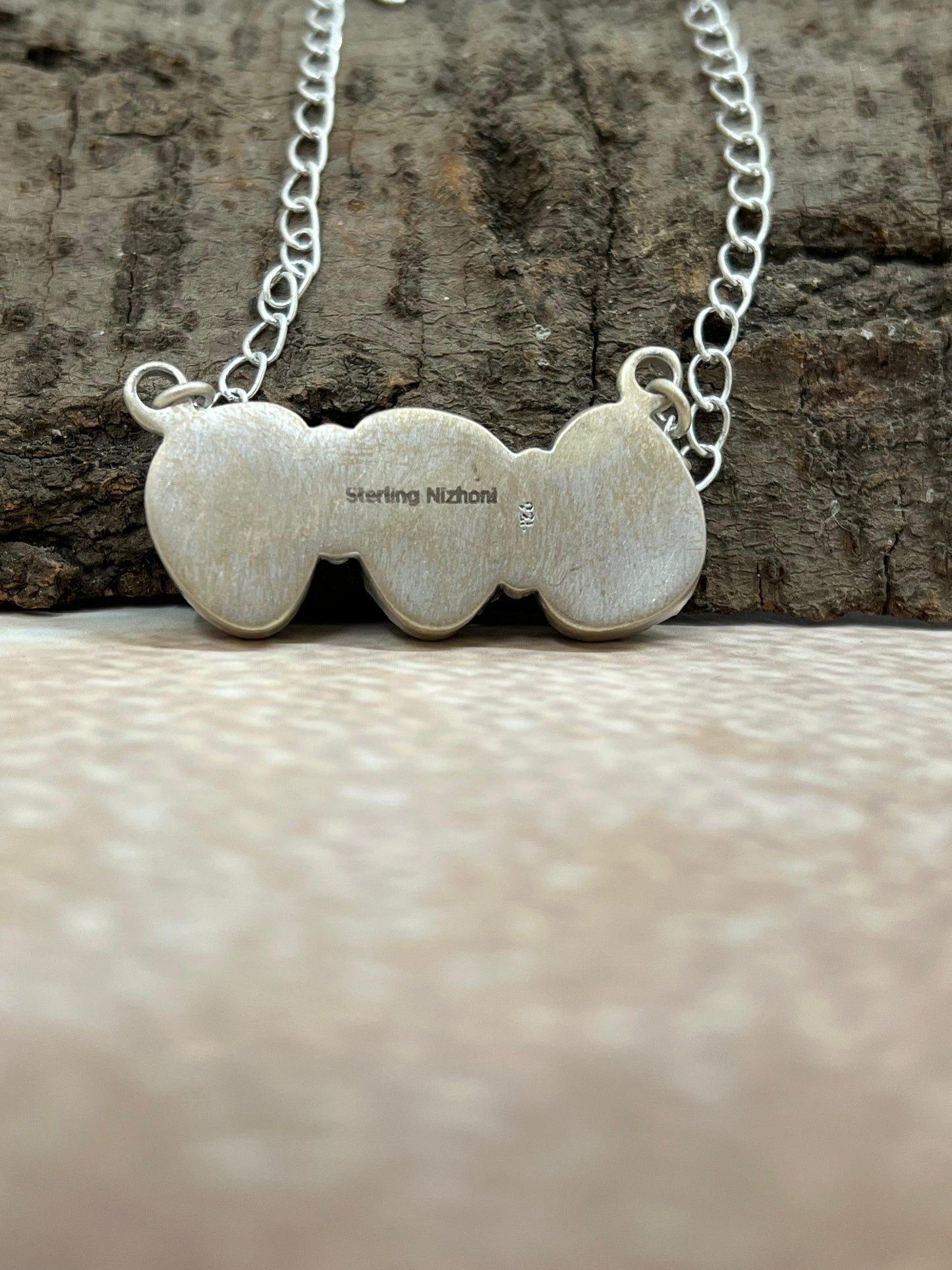 Handmade Sterling Silver Cotton Candy Necklace with Signed Nizhoni