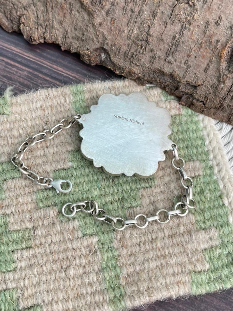 Handmade Sterling Silver Cotton Candy Chain Bracelet "Signed Nizhoni"