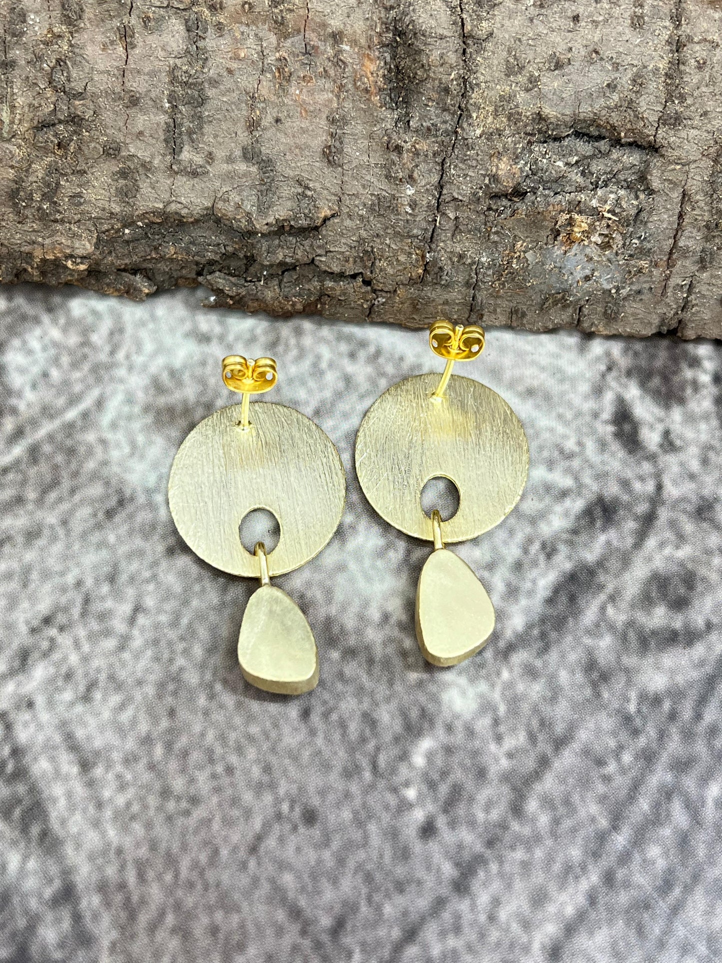 “The Golden Collection” Handmade Natural Black Onyx Post Earrings