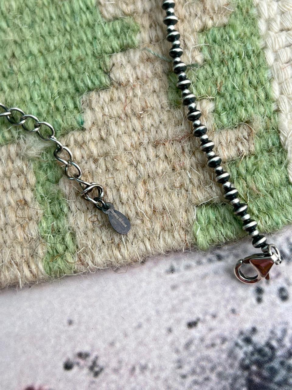 Handmade Sterling Silver Beaded Emerald Valley Necklace