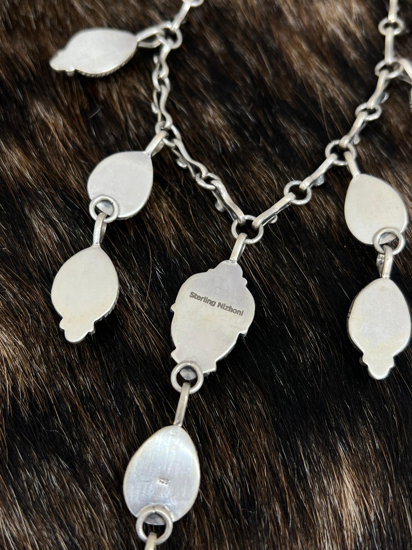 Handmade Sterling Silver Grape Dahlia Necklace with Signed Nizhoni
