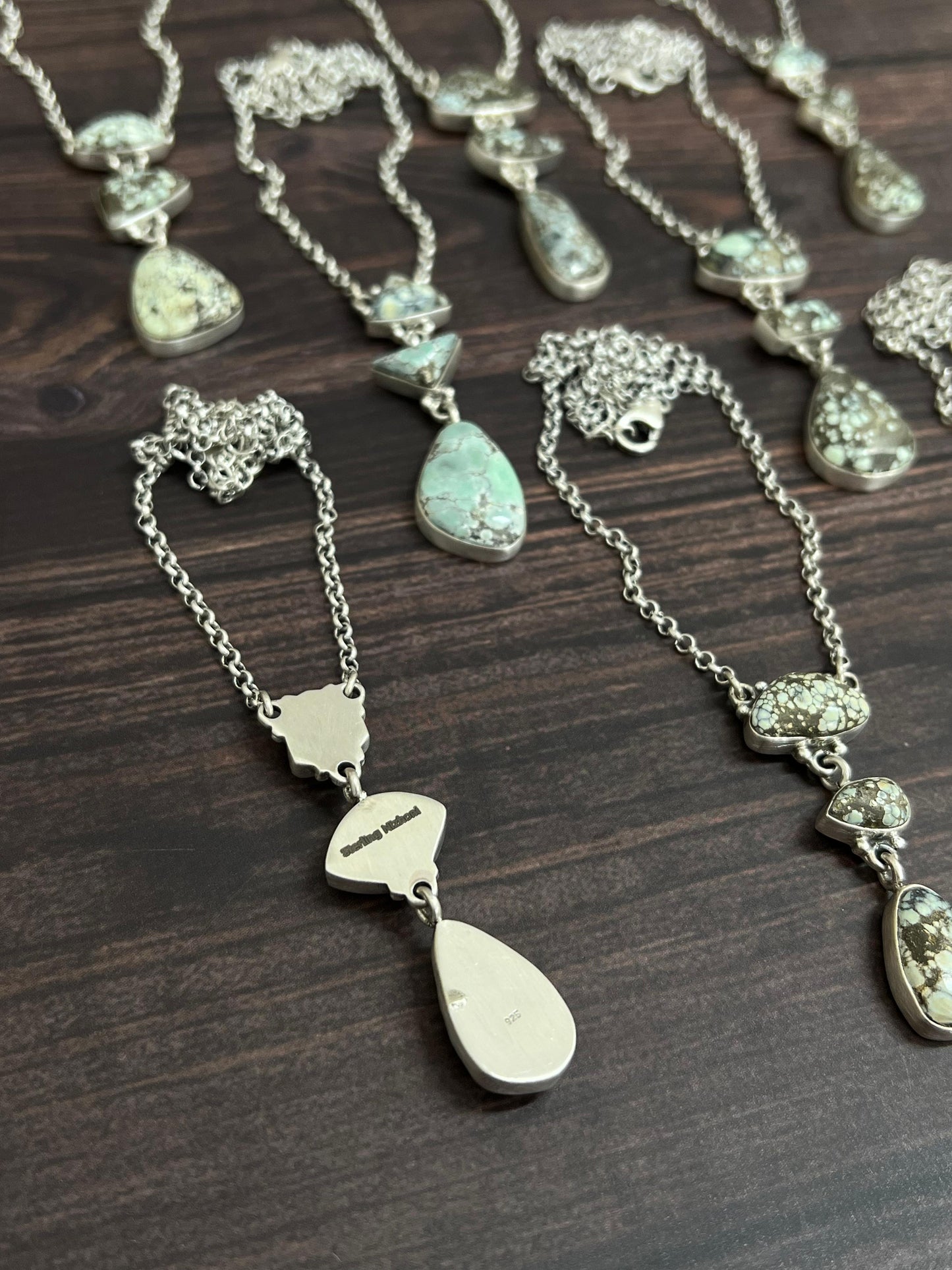 Handmade Sterling Silver Starfox Variscite Necklace Signed Nizhoni