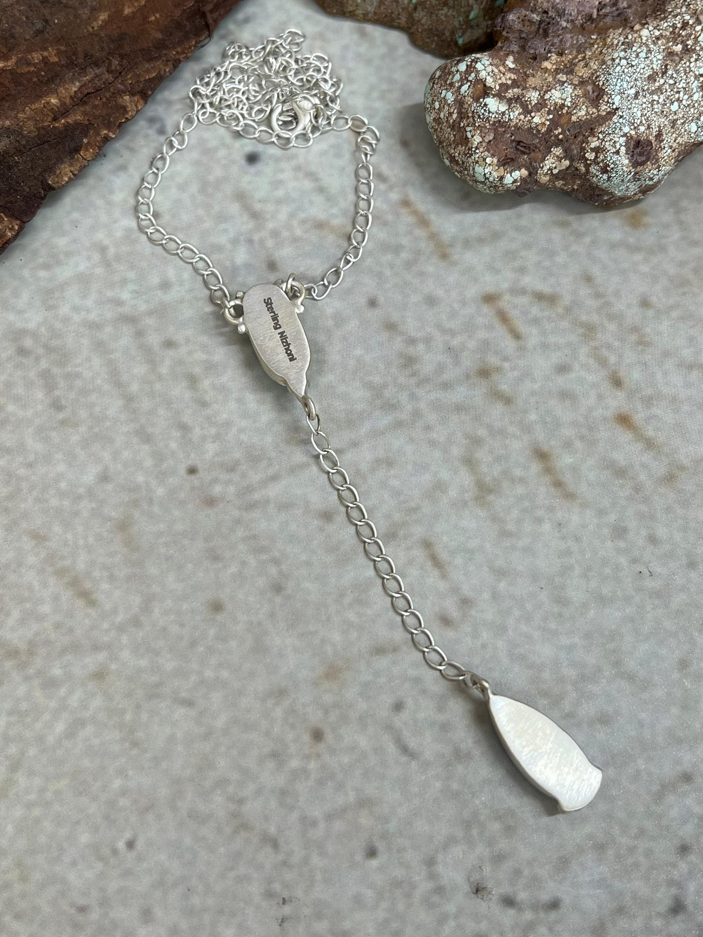 Handmade Sterling Silver Kingman Turquoise Necklace Signed Nizhoni