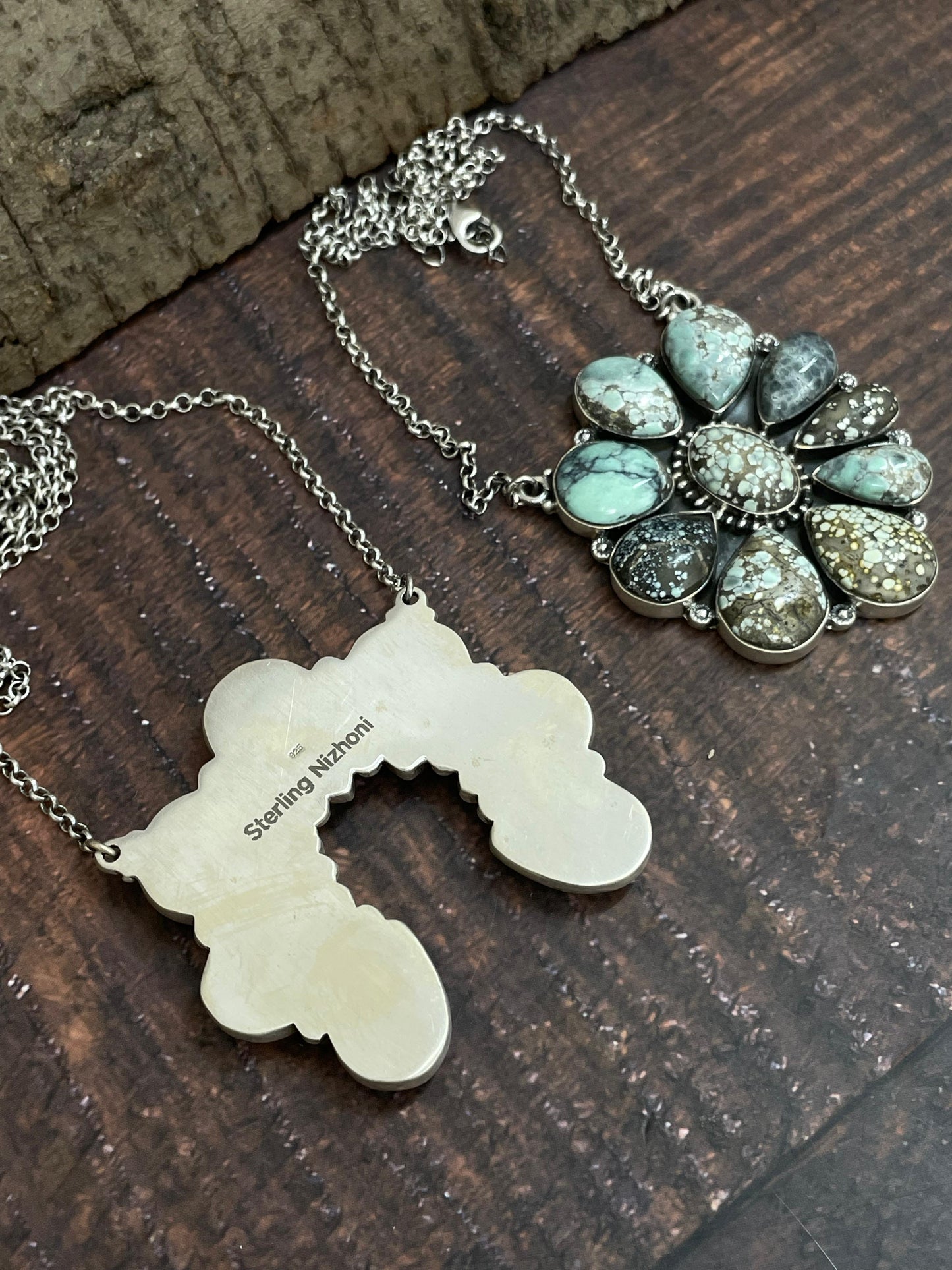 Handmade Sterling Silver Starfox Variscite Necklace Signed Nizhoni
