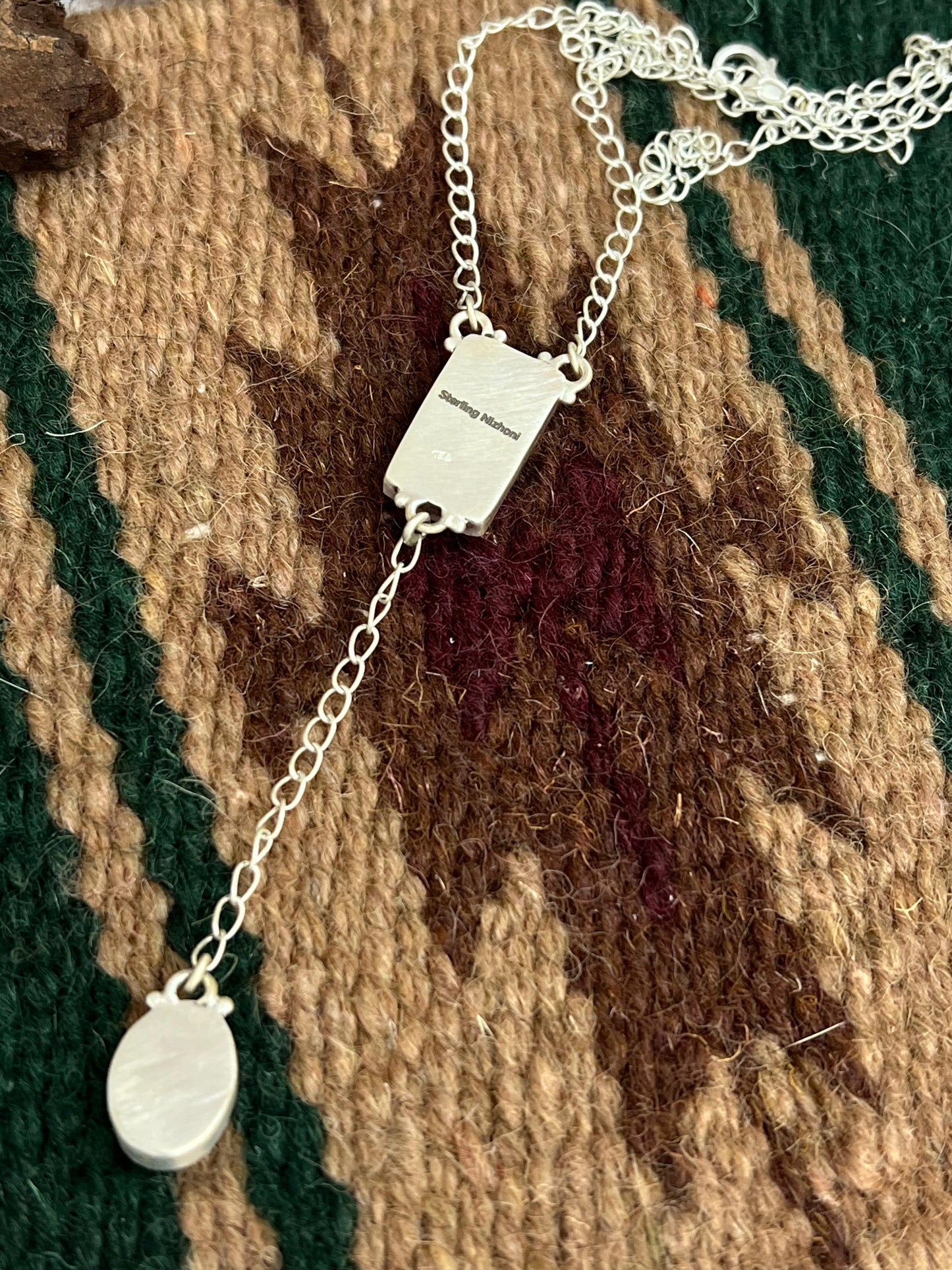 Handmade Sterling Silver Kingman Turquoise Lariat Necklace Signed Nizhoni