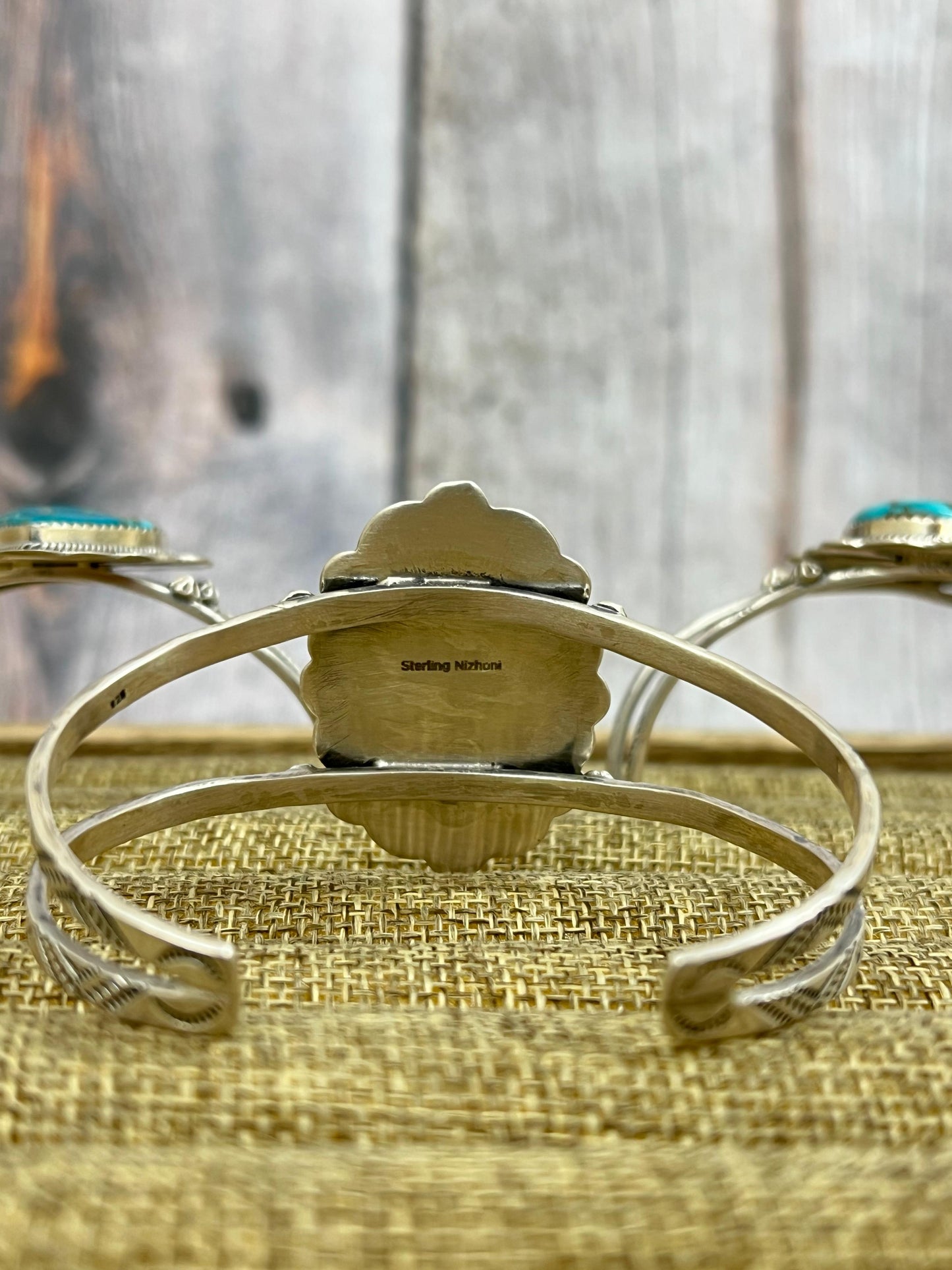 Handmade Sterling Silver Hardy Pit Cuff Bracelet, Signed Nizhoni