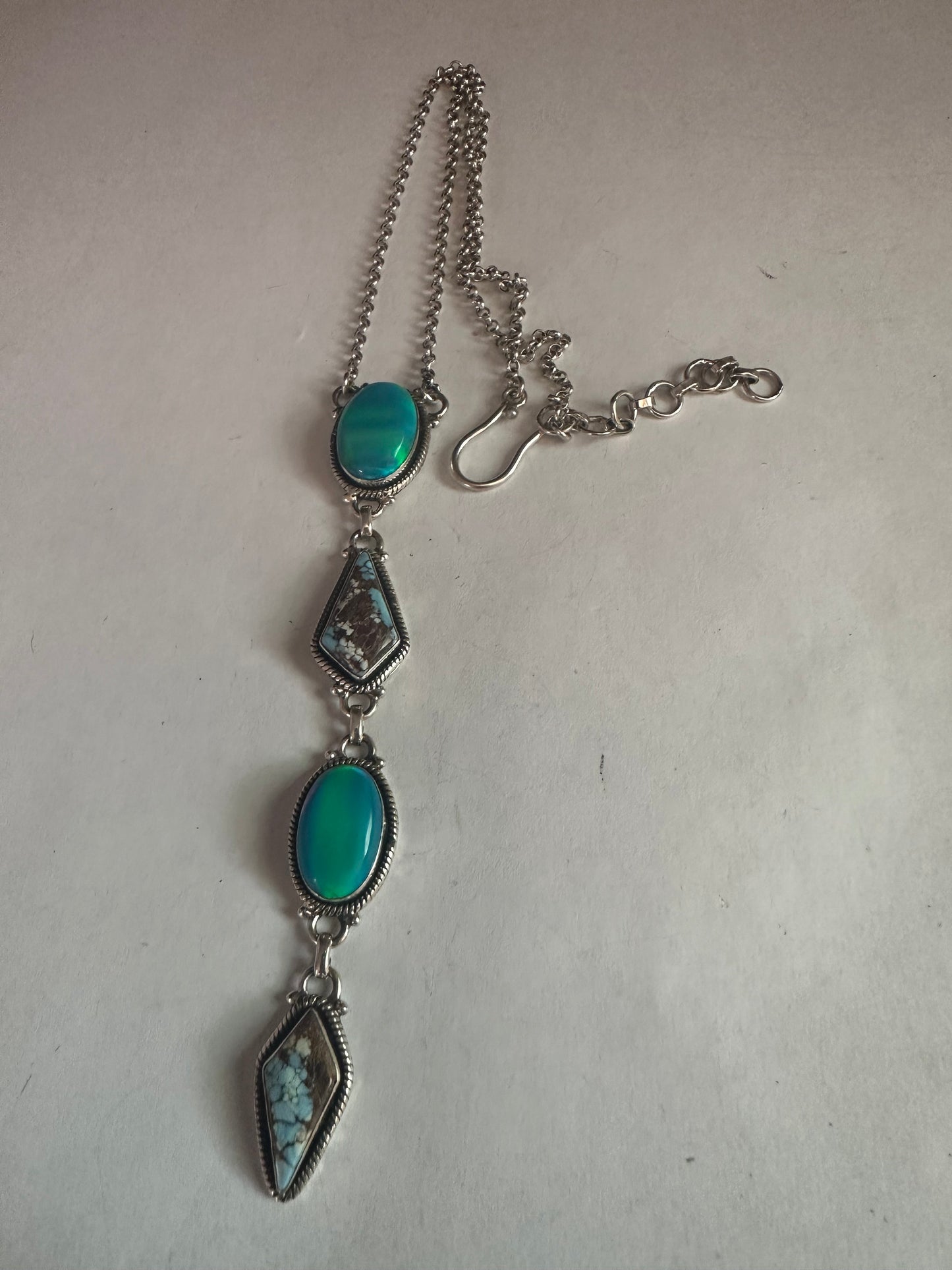 Handmade Golden Hills Turquoise & Blue Opal 4 Stone Necklace