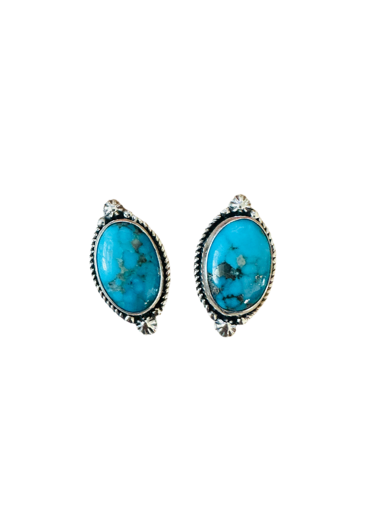 Handcrafted Sterling Silver & Turquoise Stud Post Earrings