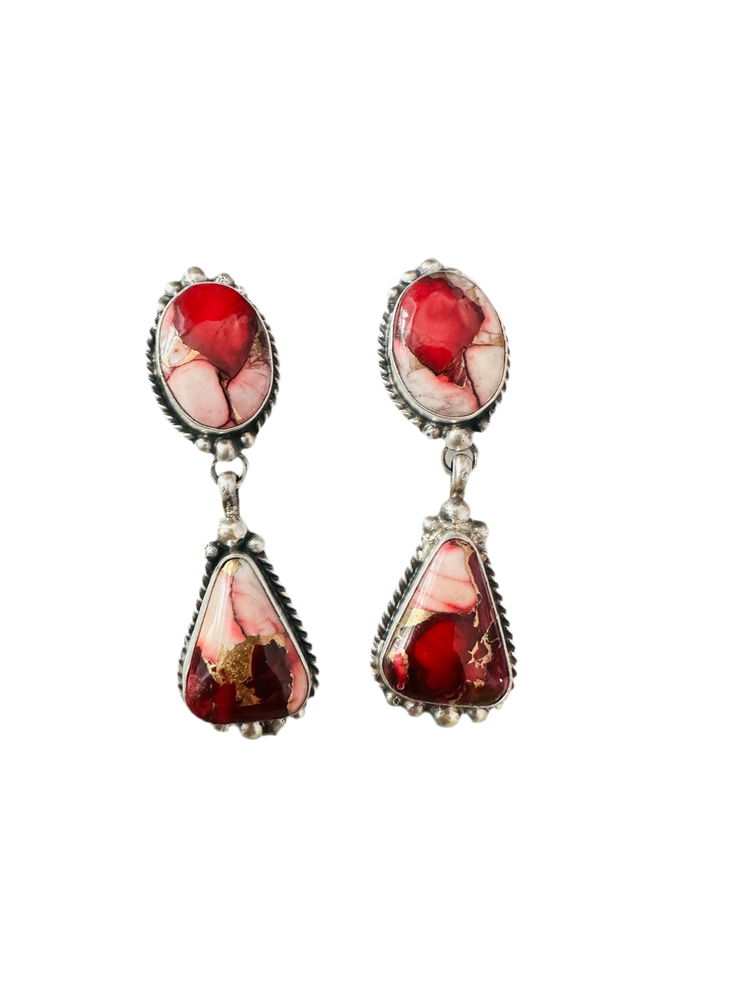 Handcrafted Rose Dahlia and Sterling Silver Dangle Earrings