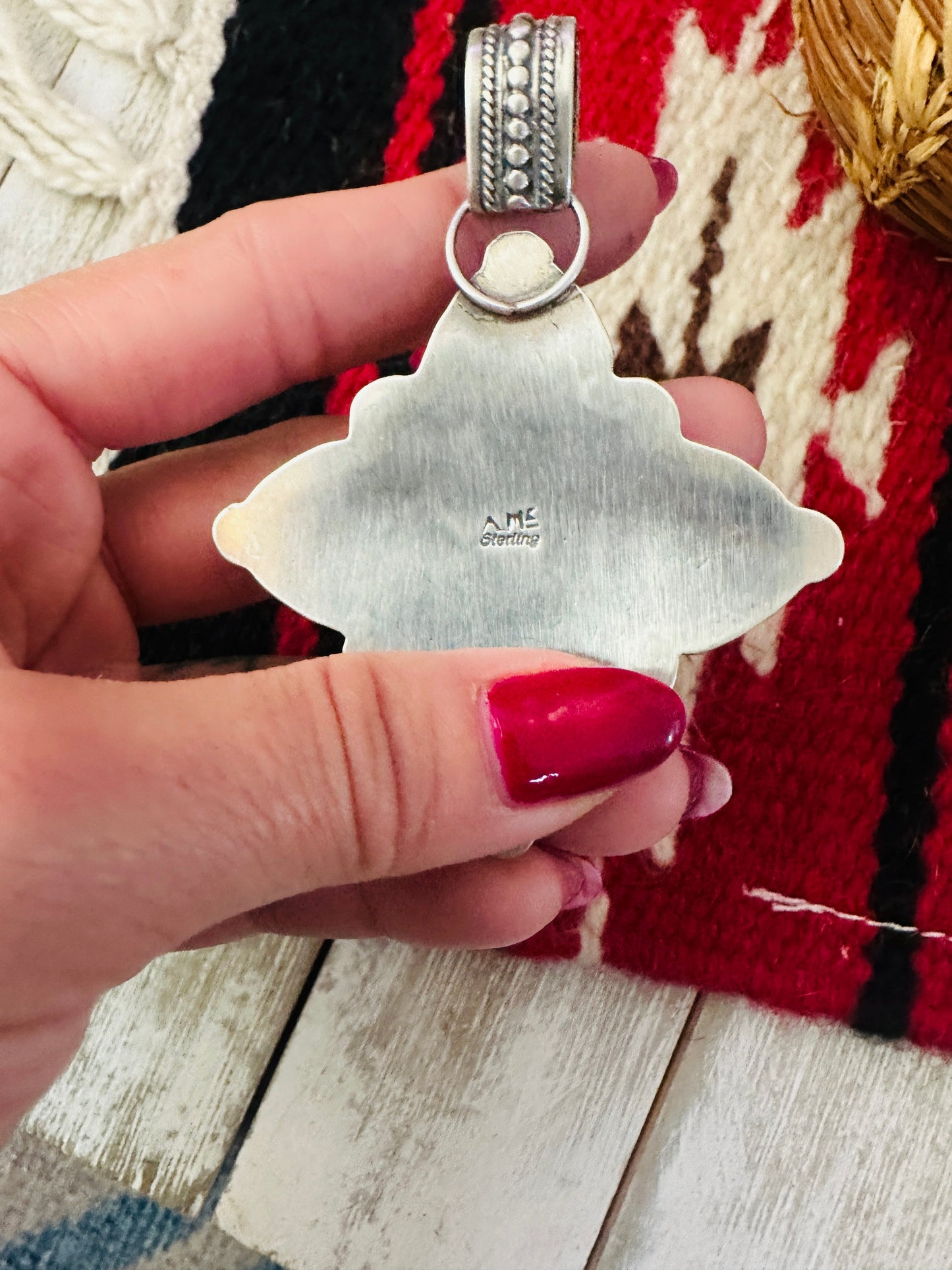 Handcrafted Sterling Silver, Queen Pink Conch & Turquoise Cluster Pendant