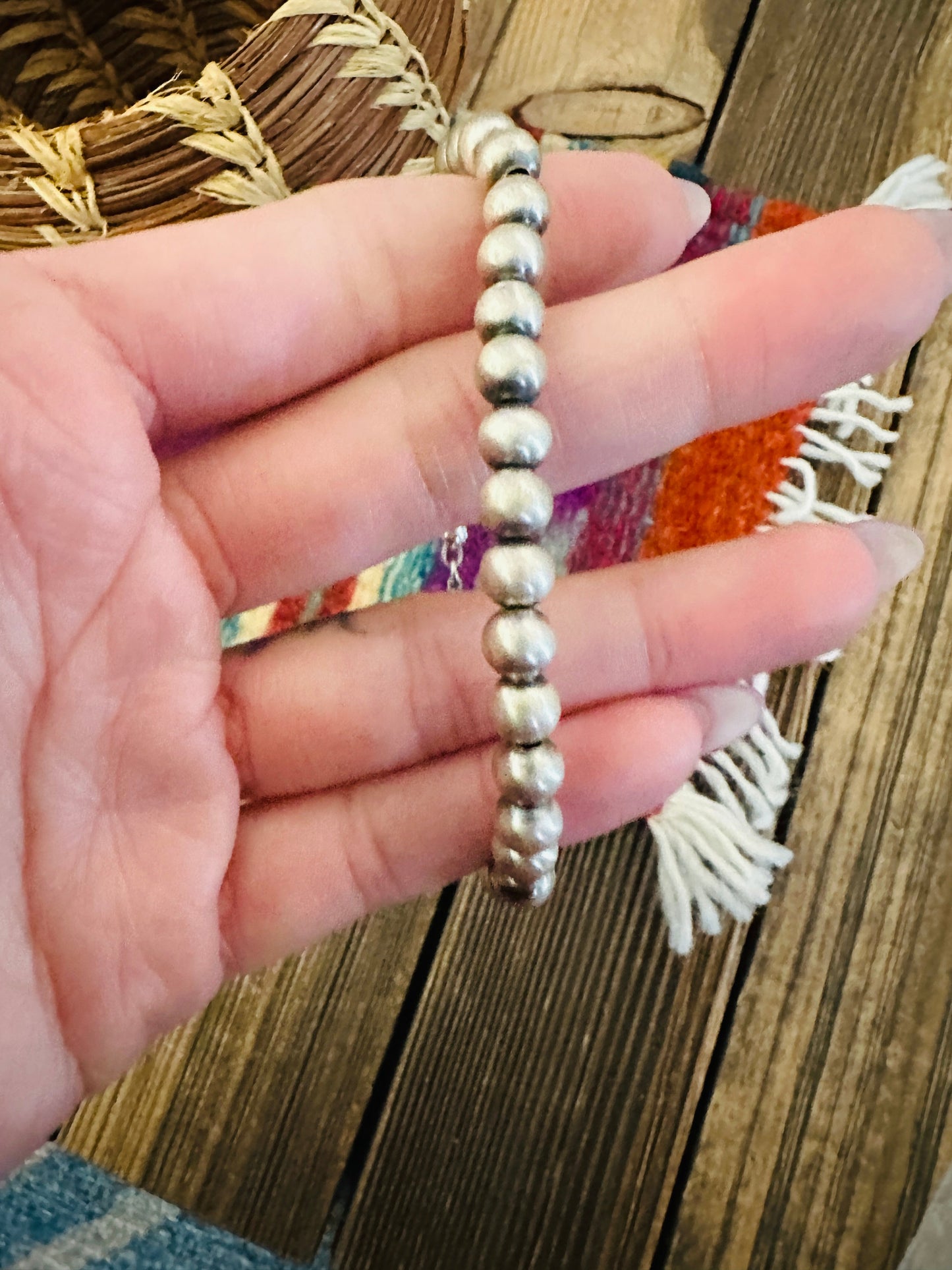 Handcrafted 5mm Sterling Silver Pearl Beaded Bracelet