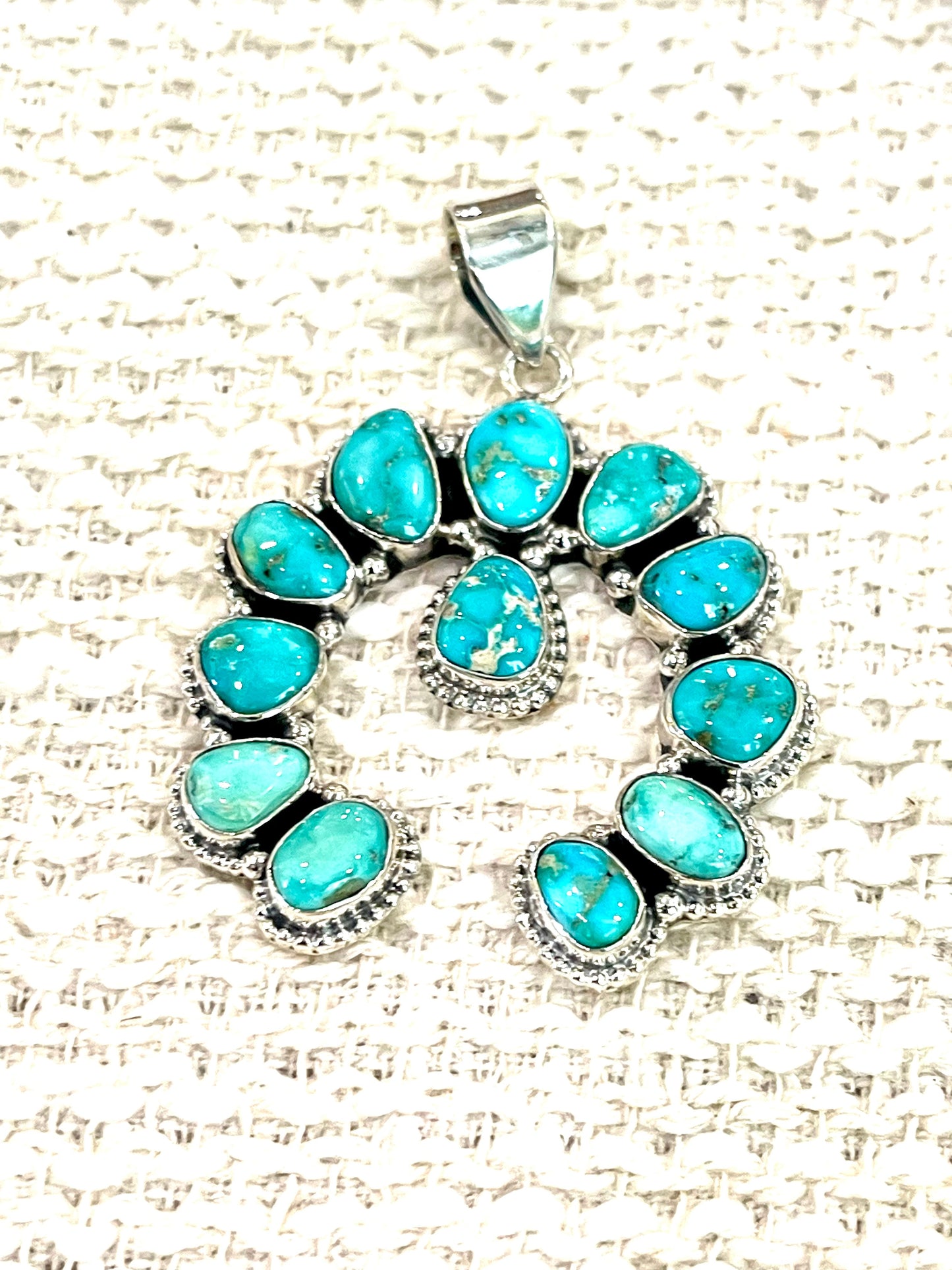Handmade Sterling Silver & Sonoran Mountain Turquoise Naja Pendant- Bluer