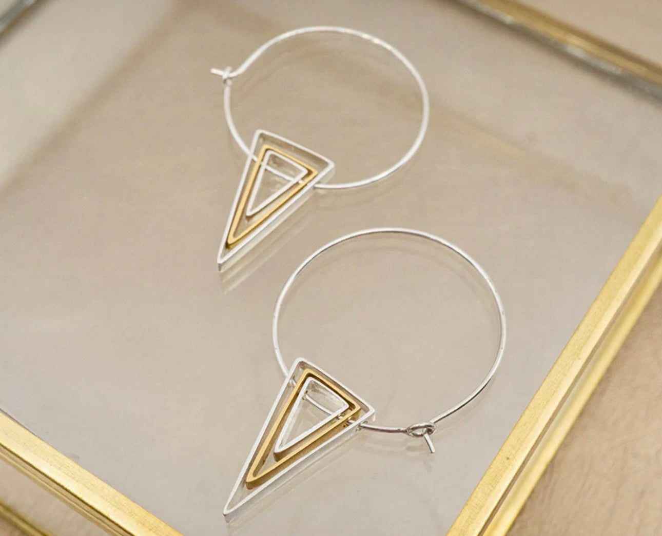 Gold Nested Hoop & poSterling Silver Earrings