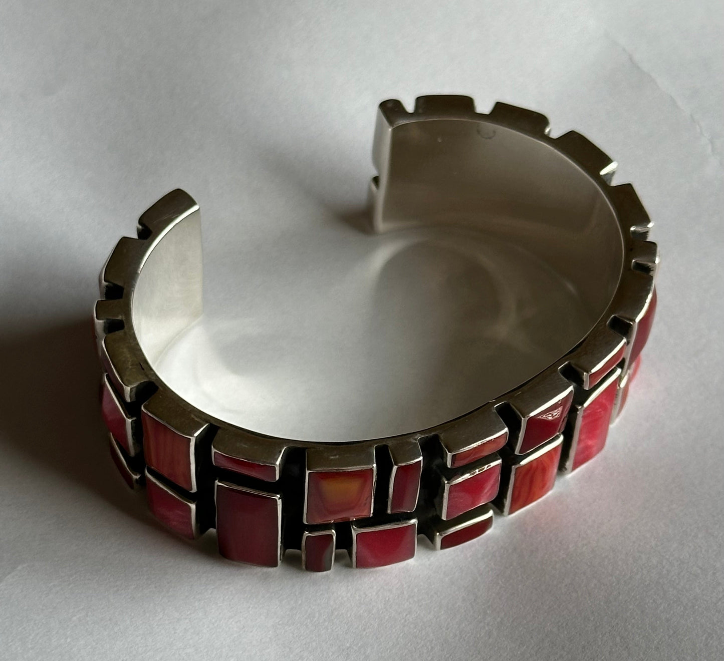 Wide Sangria Mosaic Sterling Silver Cuff