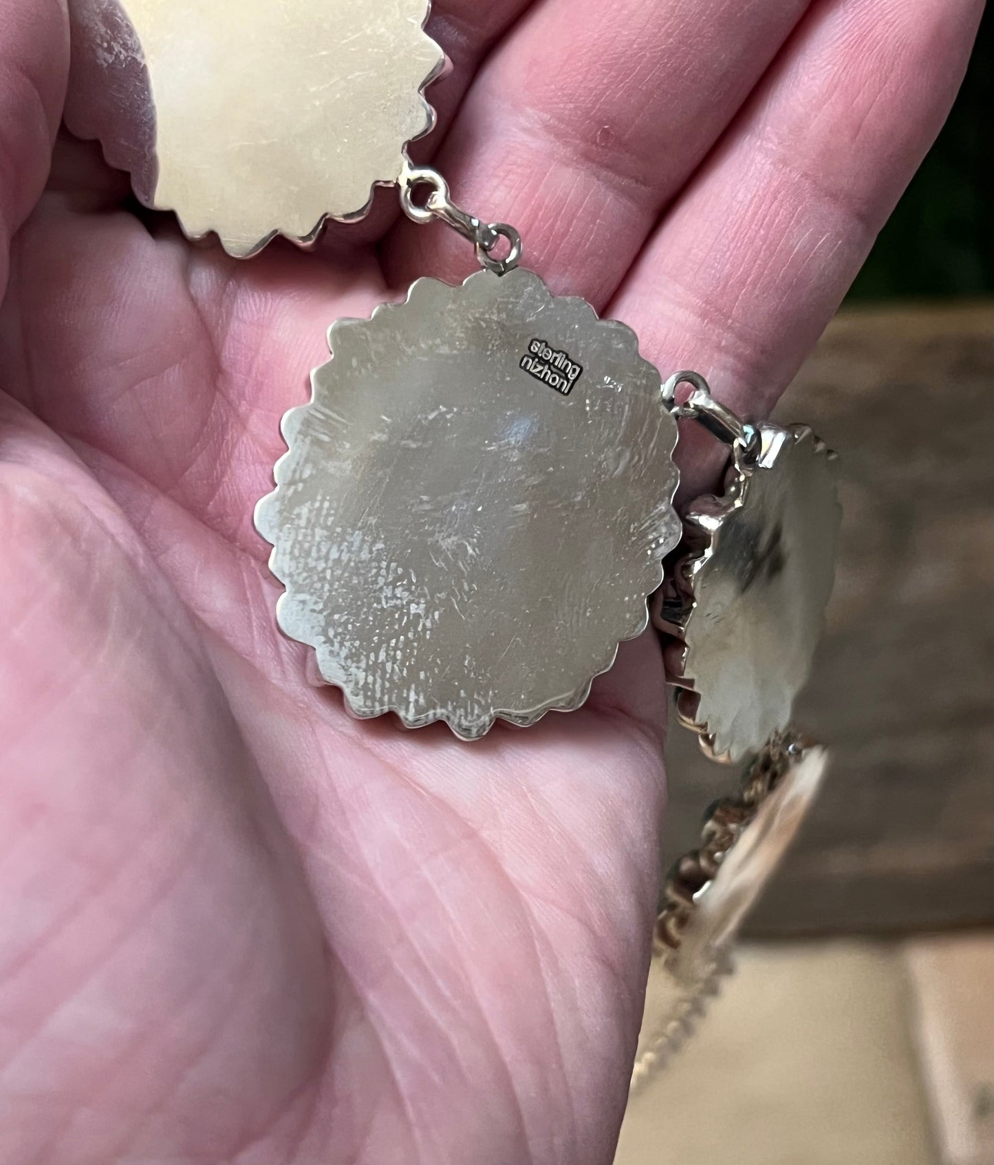 Handmade Newlander Turquoise Sterling Silver Drop Necklace