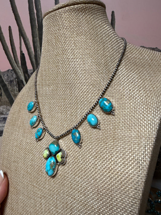Handmade Sterling Silver South Hills Sonoran & Palomino Turquoise Necklace